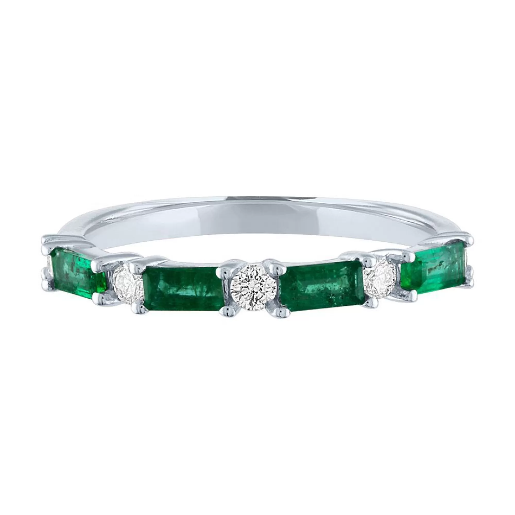 Rings^Layering & Stacking Emerald & 1/5 Ct. Tw. Diamond Ring In 10K White Gold