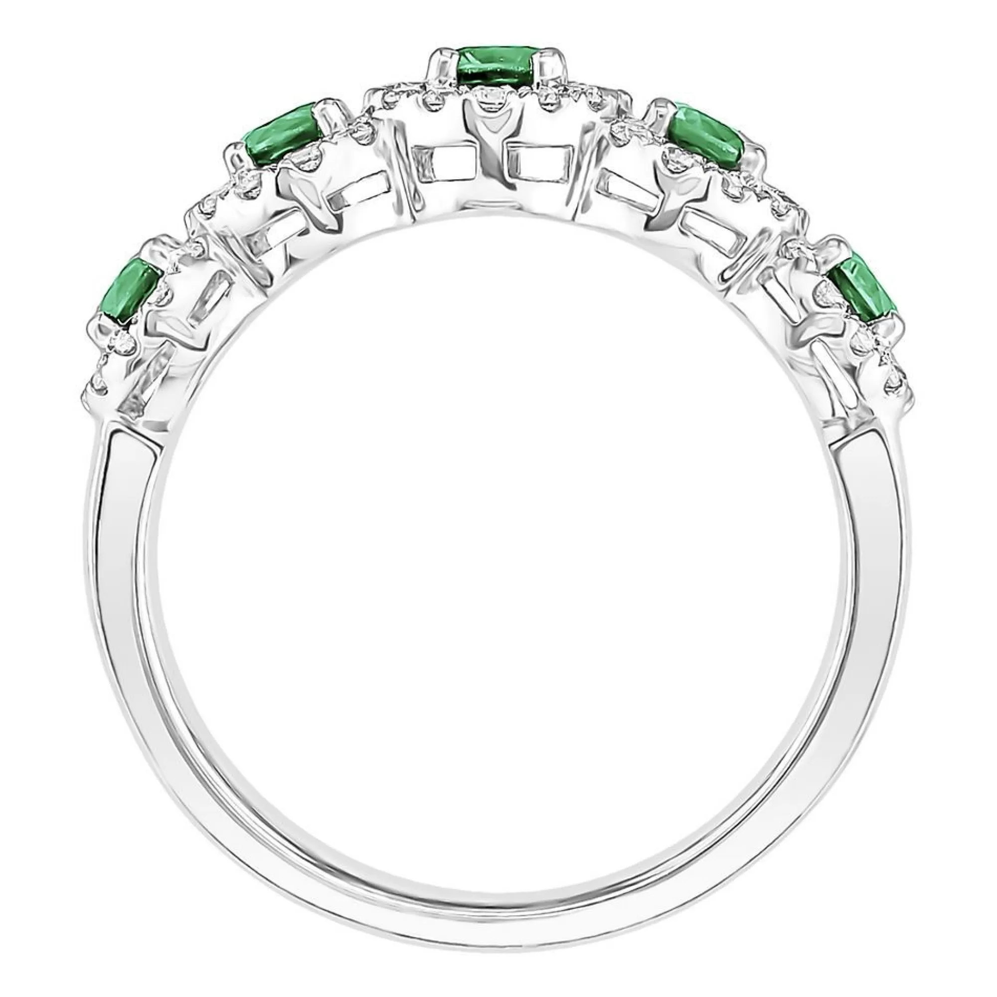 Rings^* Emerald & 1/3 Ct. Tw. Diamond Ring In 14K White Gold