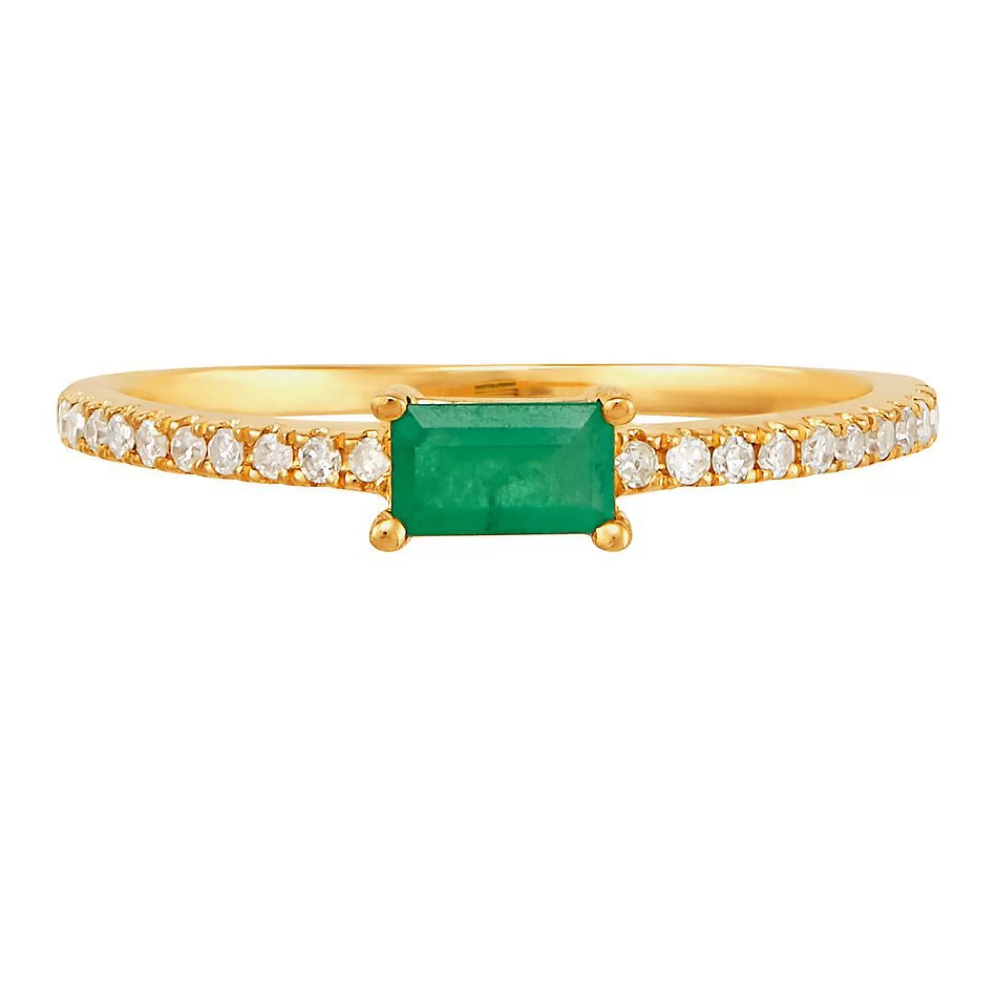 Rings^Layering & Stacking Emerald & 1/10 Ct. Tw. Diamond Ring In 10K Yellow Gold