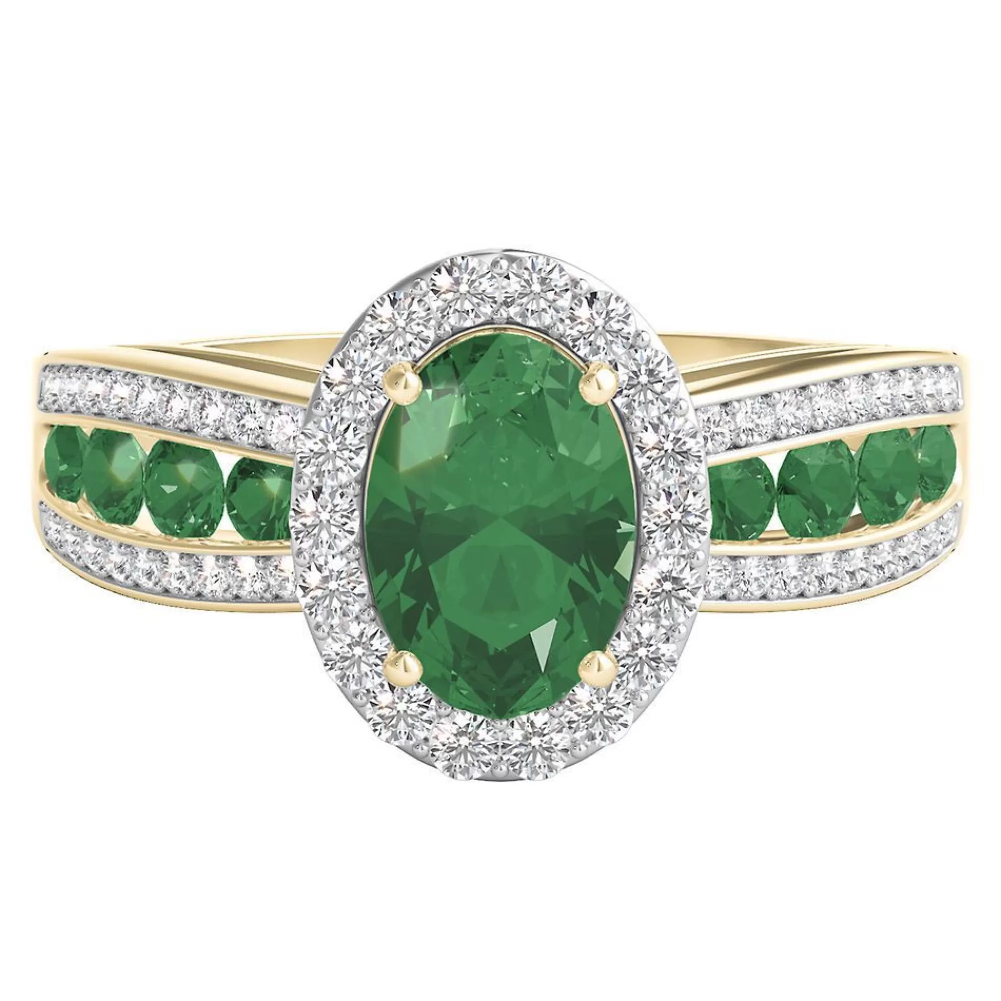 Rings^* Emerald & 1/4 Ct. Tw. Diamond Ring In 10K Yellow Gold