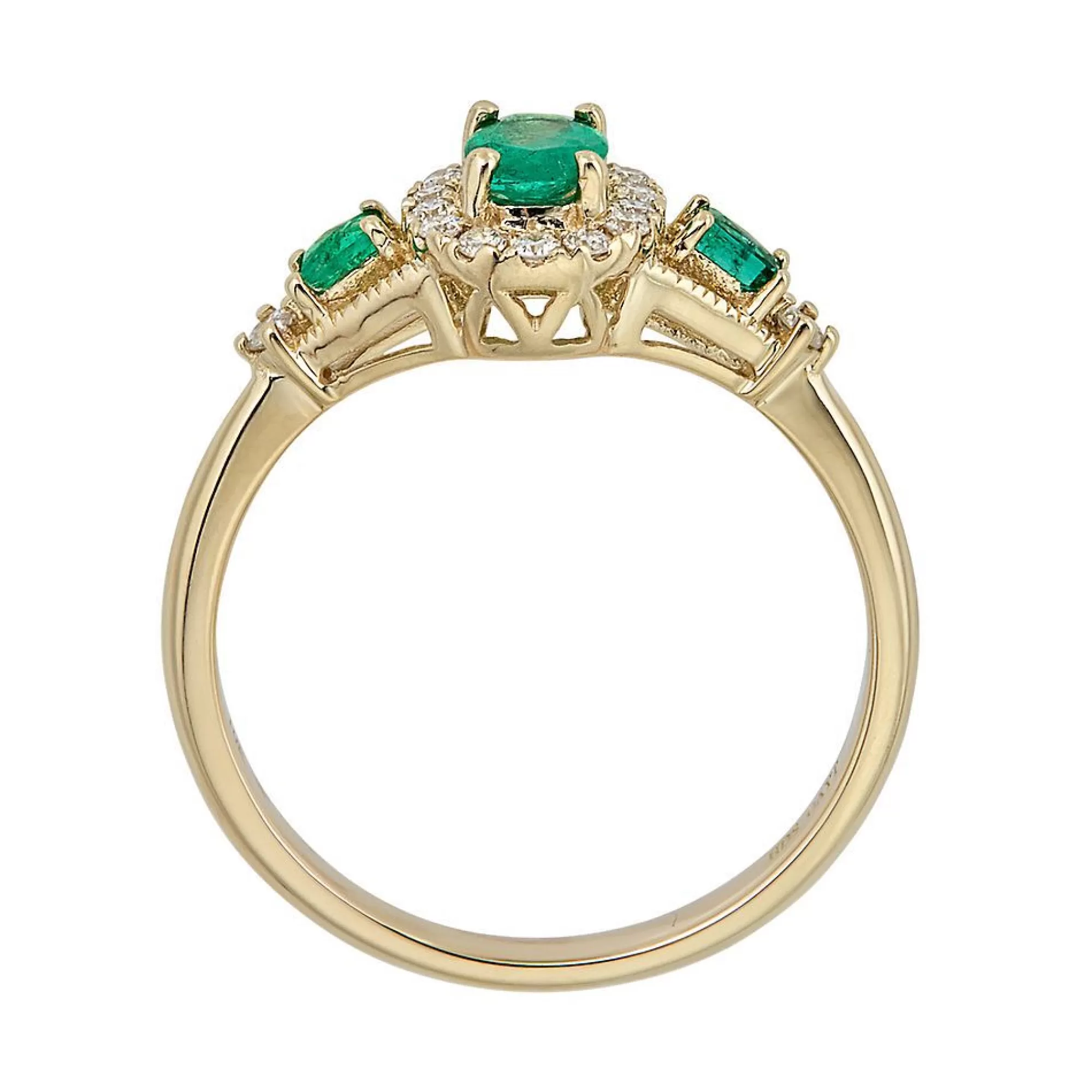 Rings^* Emerald & 1/7 Ct. Tw. Diamond Ring In 10K Yellow Gold