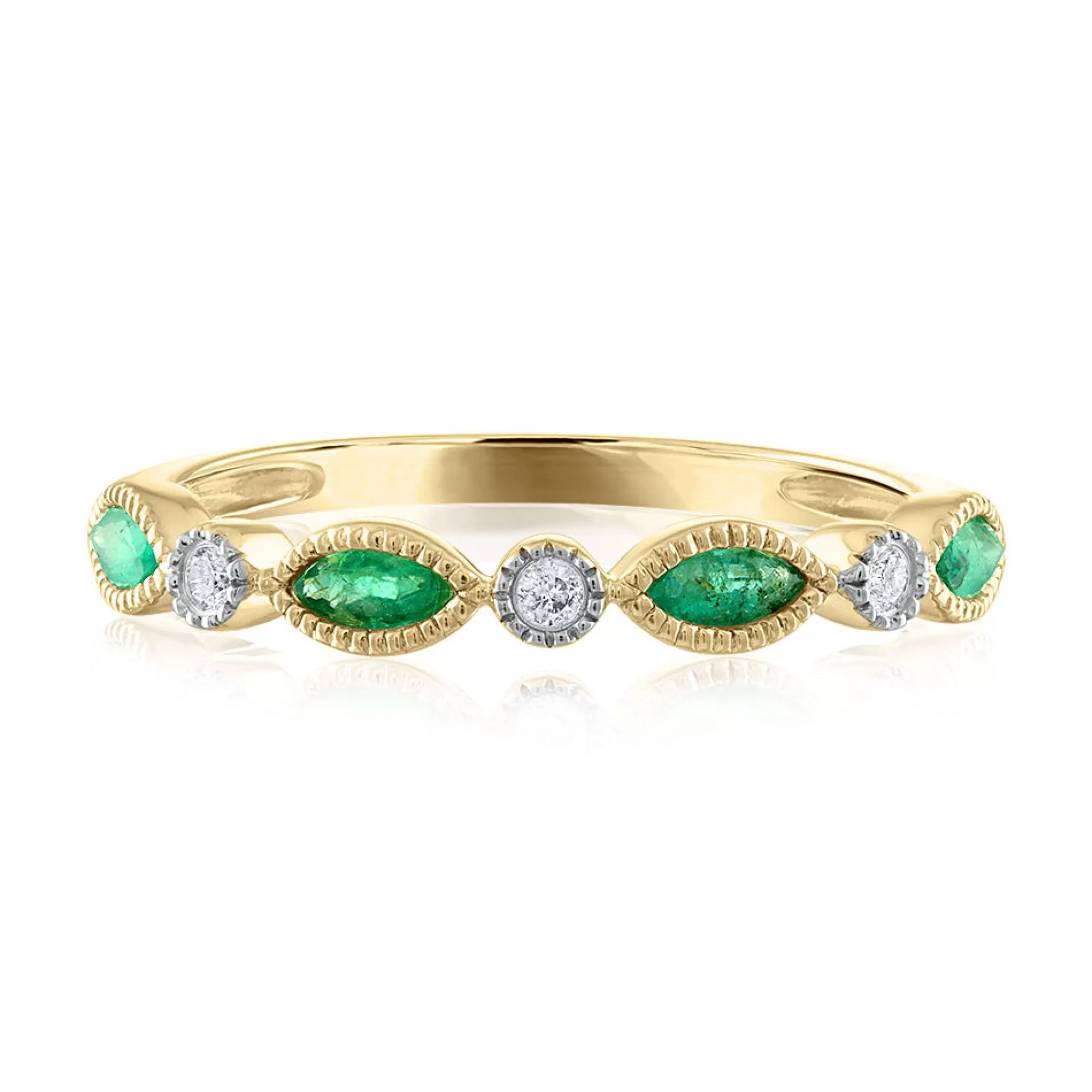 Rings^* Emerald & Diamond Accent Ring In 14K Yellow Gold