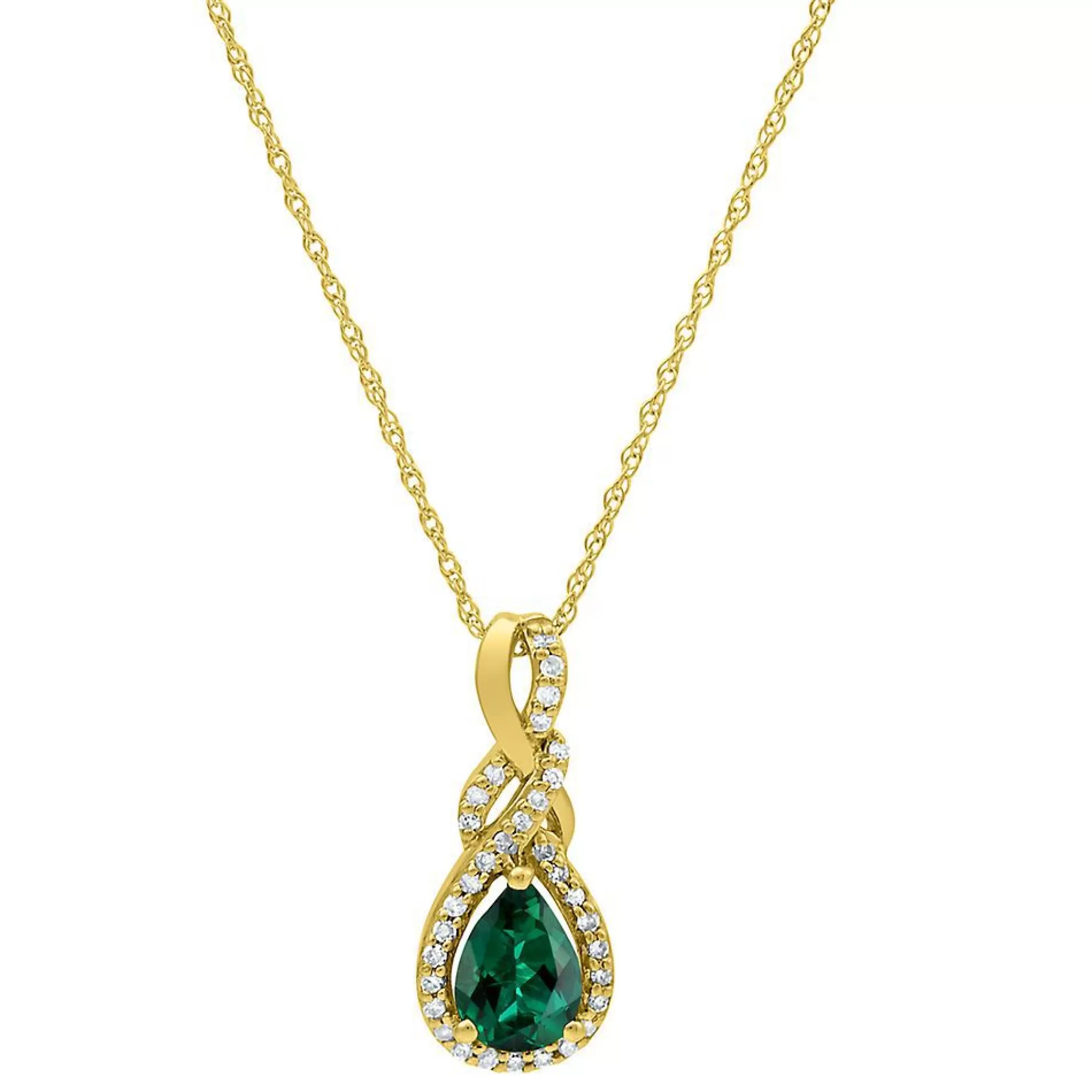 Necklaces & Pendants^* Emerald & Diamond Pendant In 10K Yellow Gold