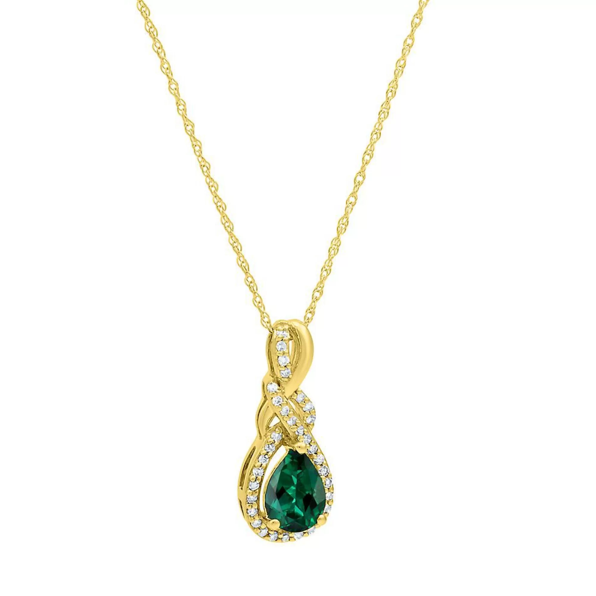 Necklaces & Pendants^* Emerald & Diamond Pendant In 10K Yellow Gold