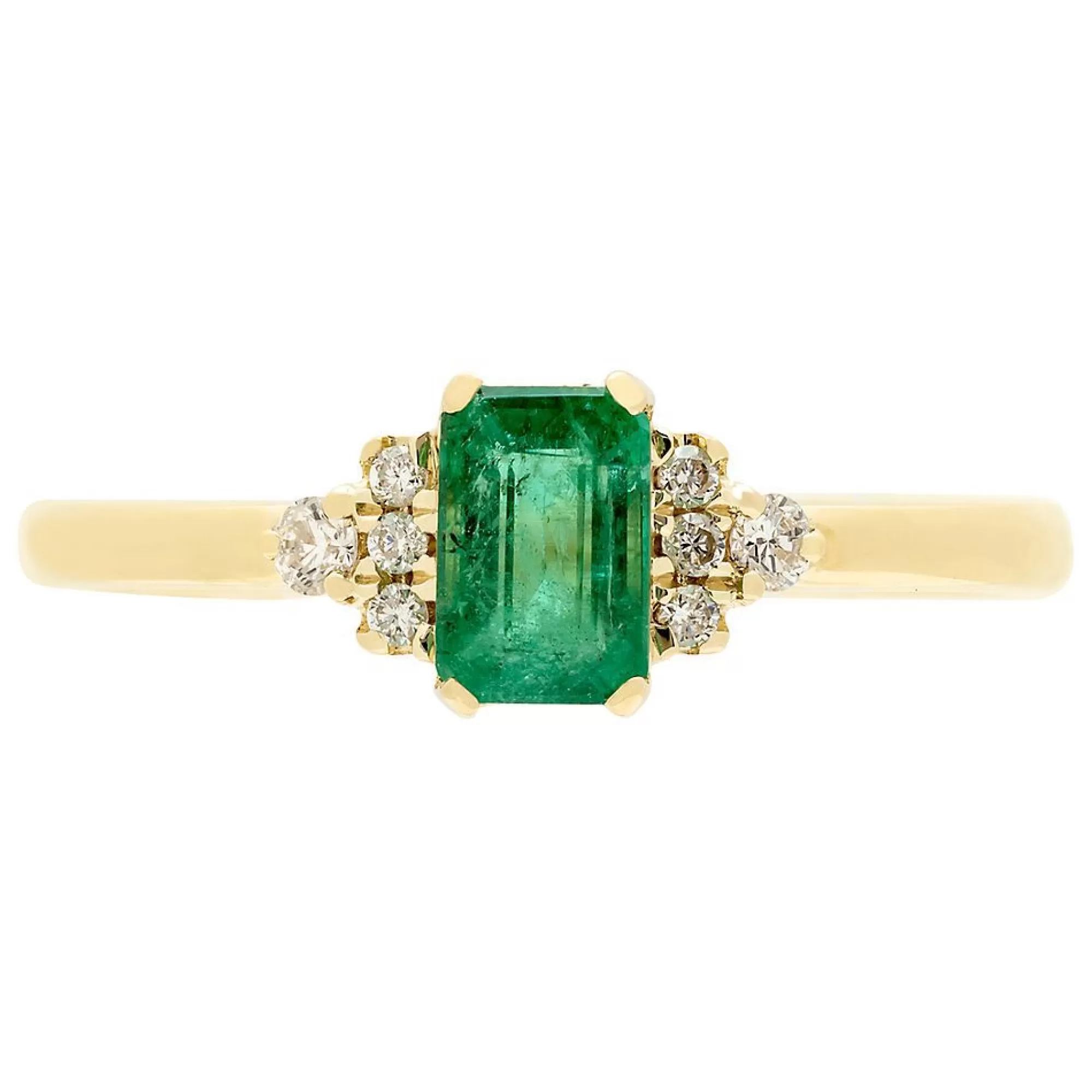 Rings^* Emerald & Diamond Ring In 10K Yellow Gold