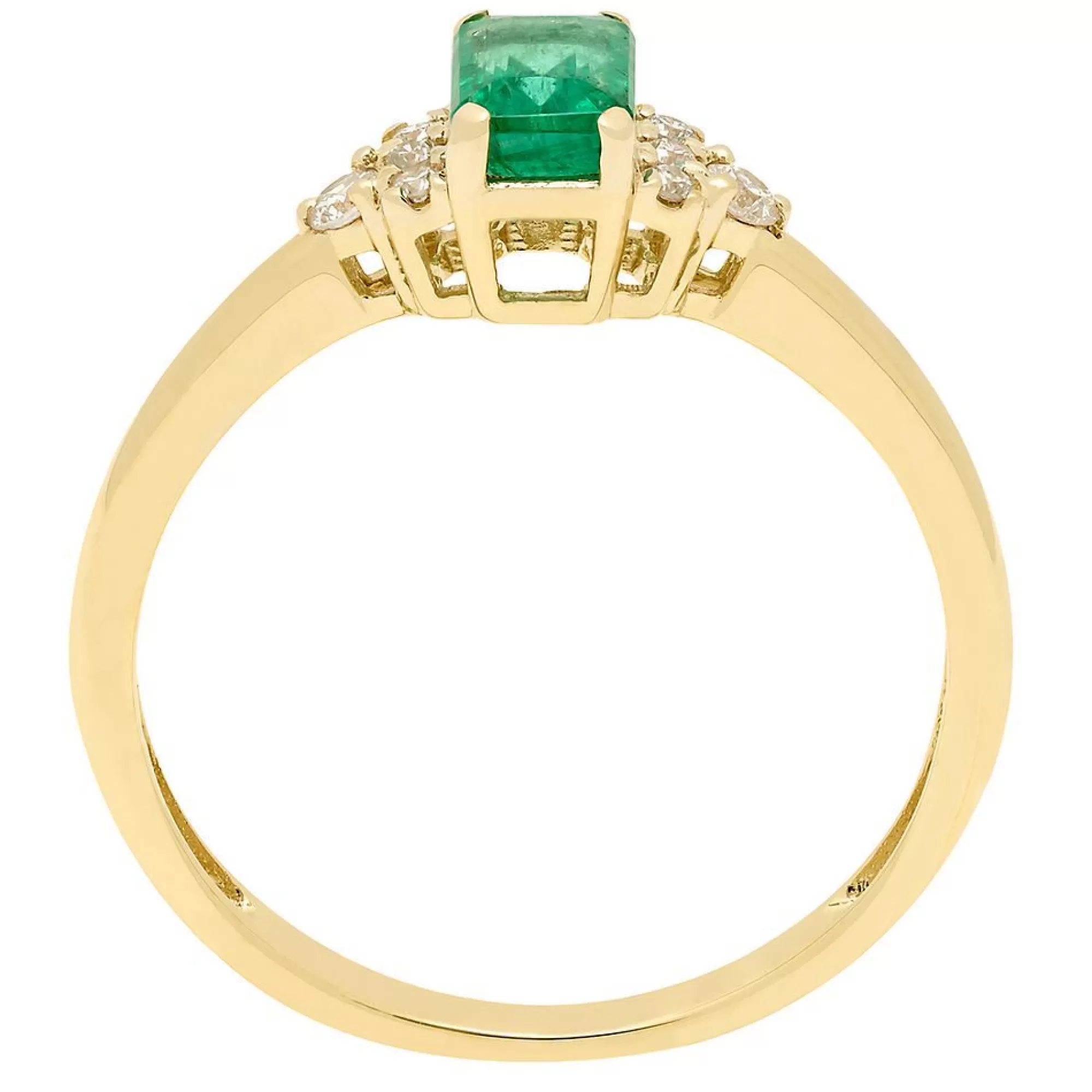 Rings^* Emerald & Diamond Ring In 10K Yellow Gold