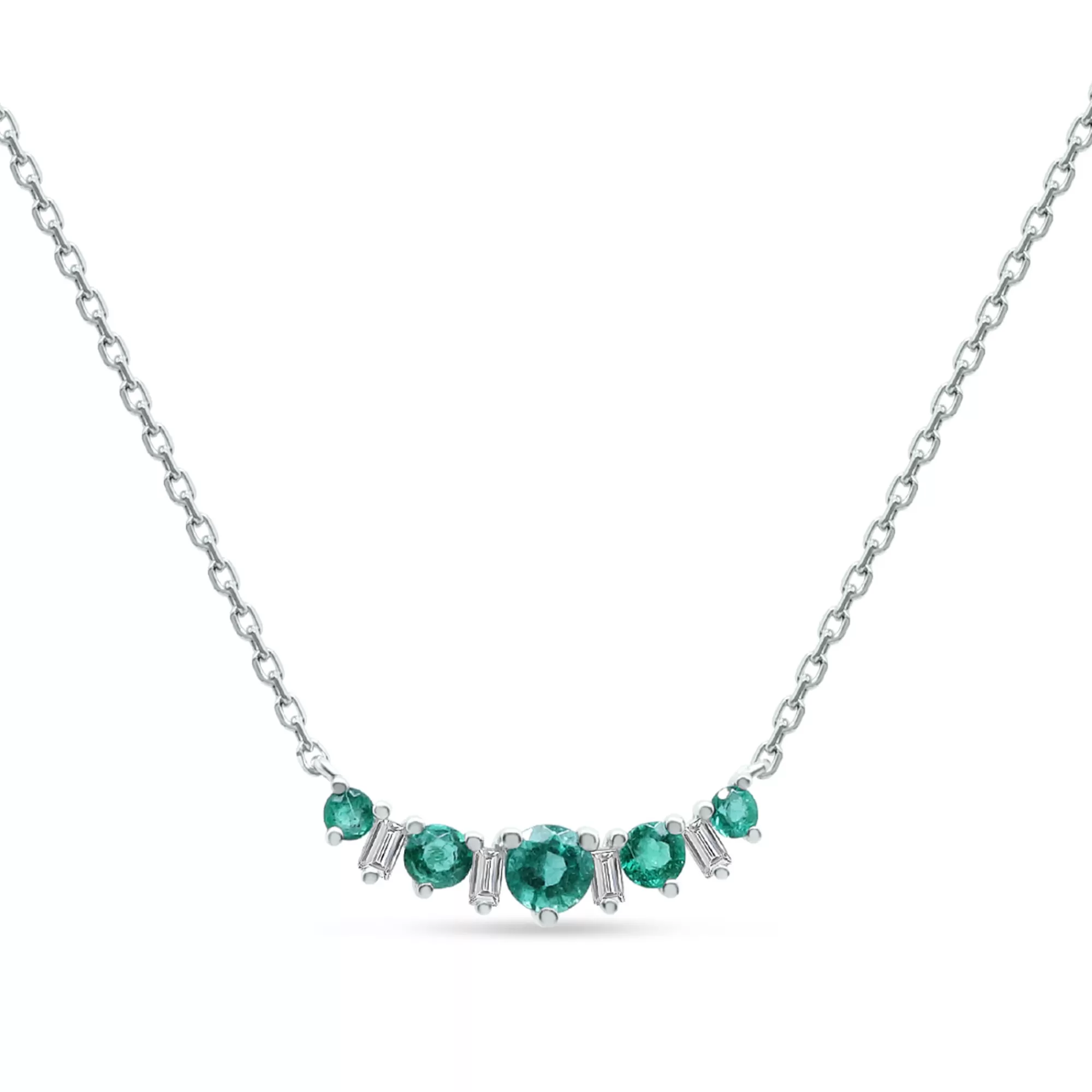 Necklaces & Pendants^* Emerald And Diamond Necklace In 10K White Gold