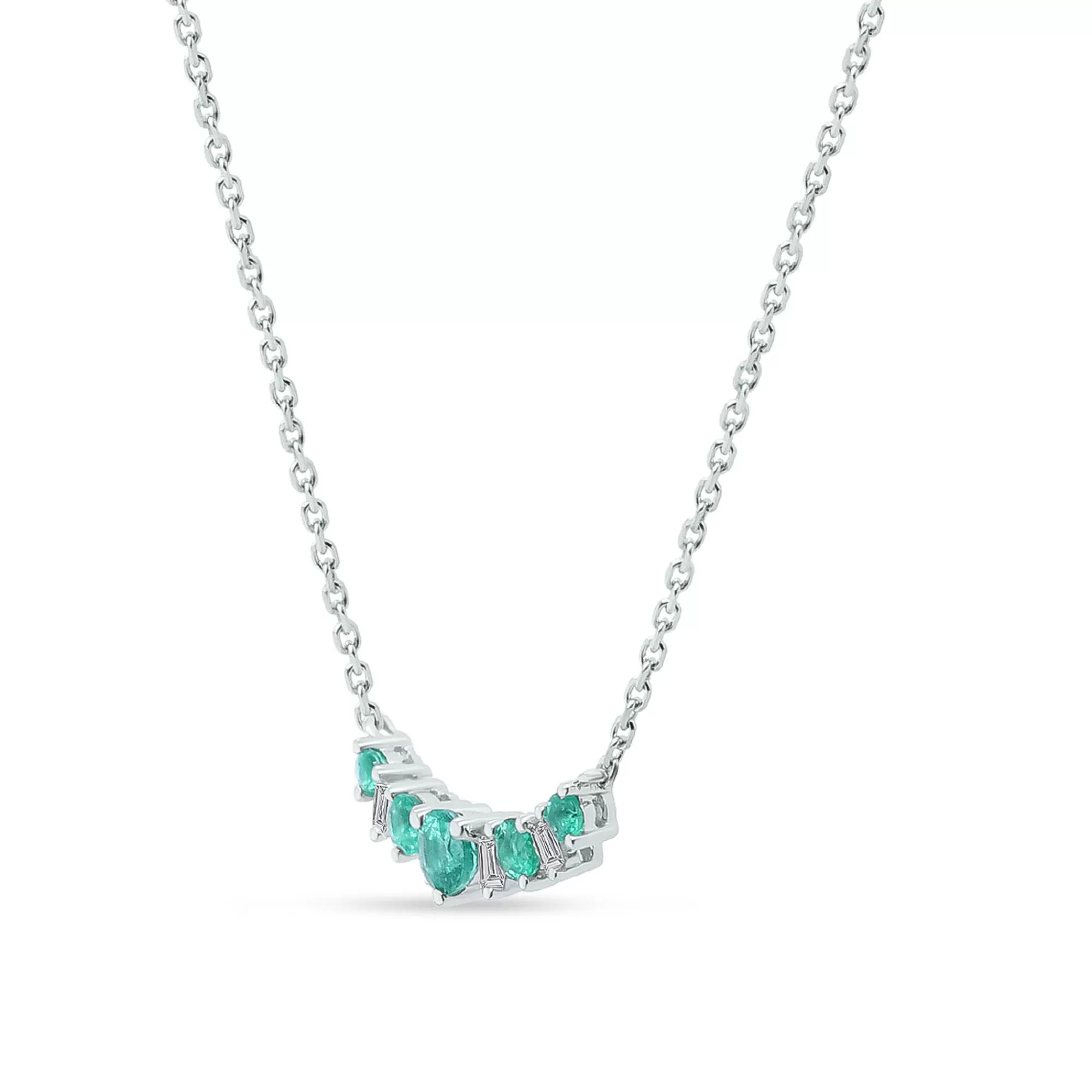 Necklaces & Pendants^* Emerald And Diamond Necklace In 10K White Gold