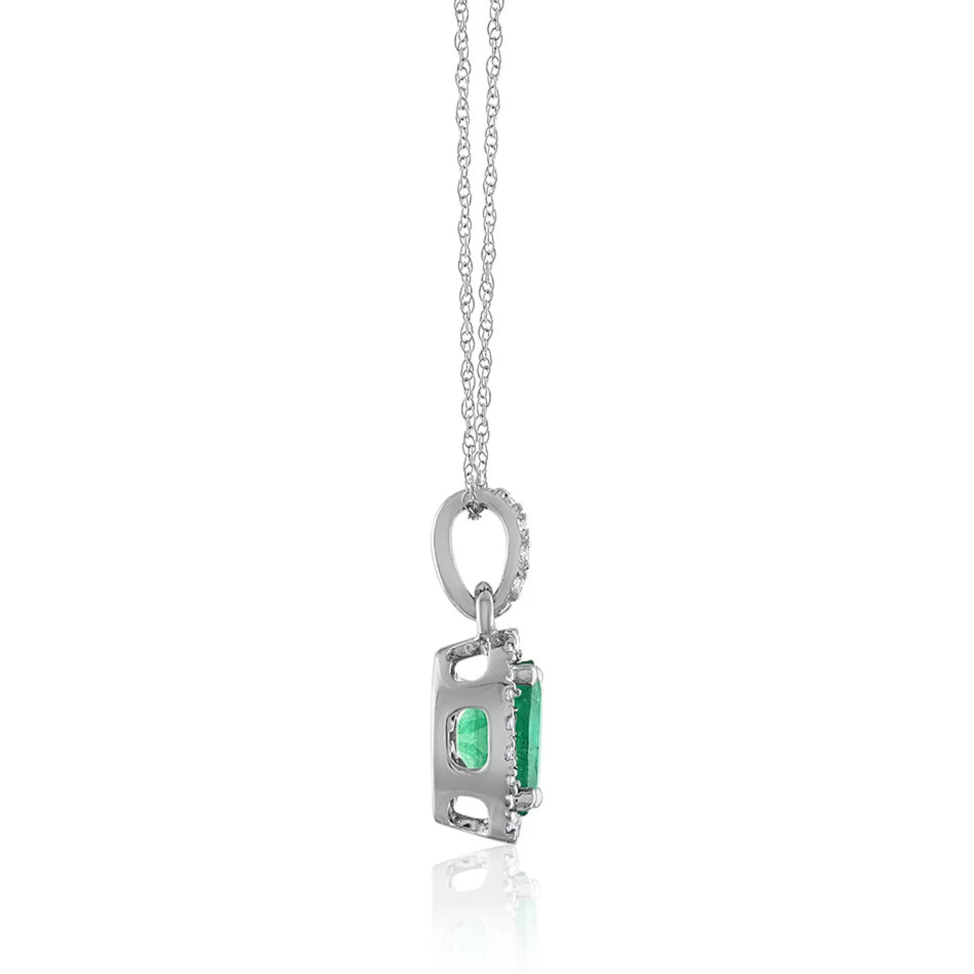 Necklaces & Pendants^* Emerald Diamond Pendant In 14K White Gold (1/10 Ct. Tw.)