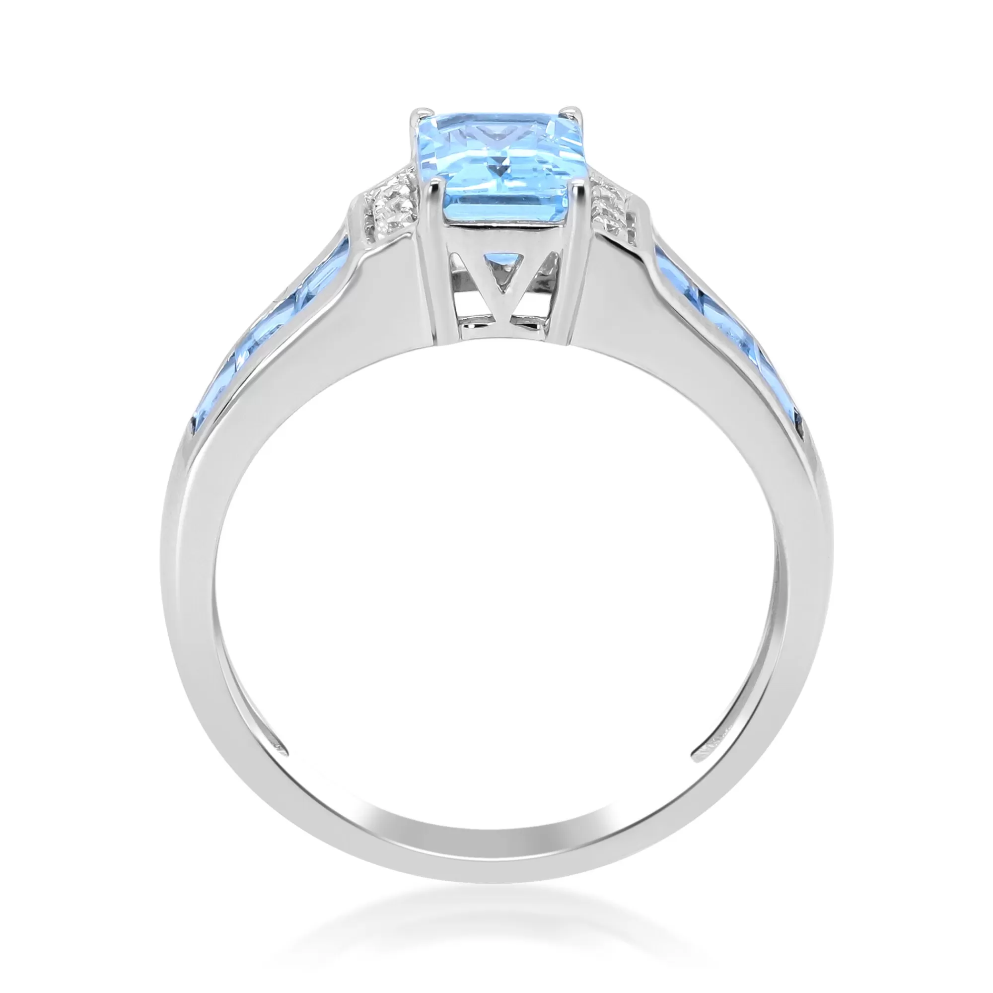 Rings^* Emerald-Cut Aquamarine & Diamond Accent Ring In 10K White Gold