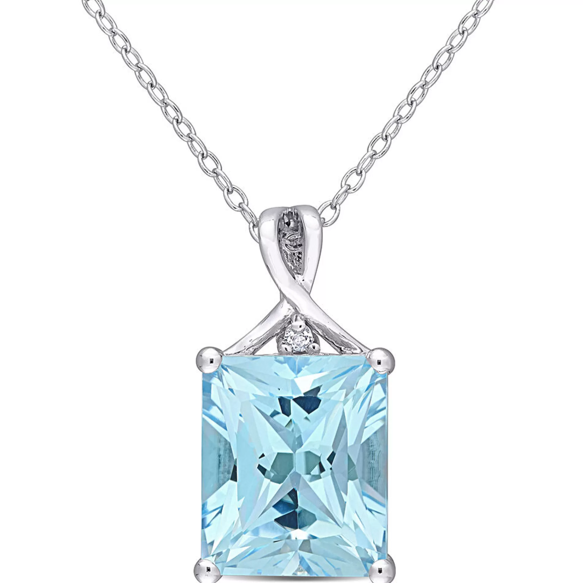 Necklaces & Pendants^* Emerald-Cut Blue & White Topaz Pendant In Sterling Silver