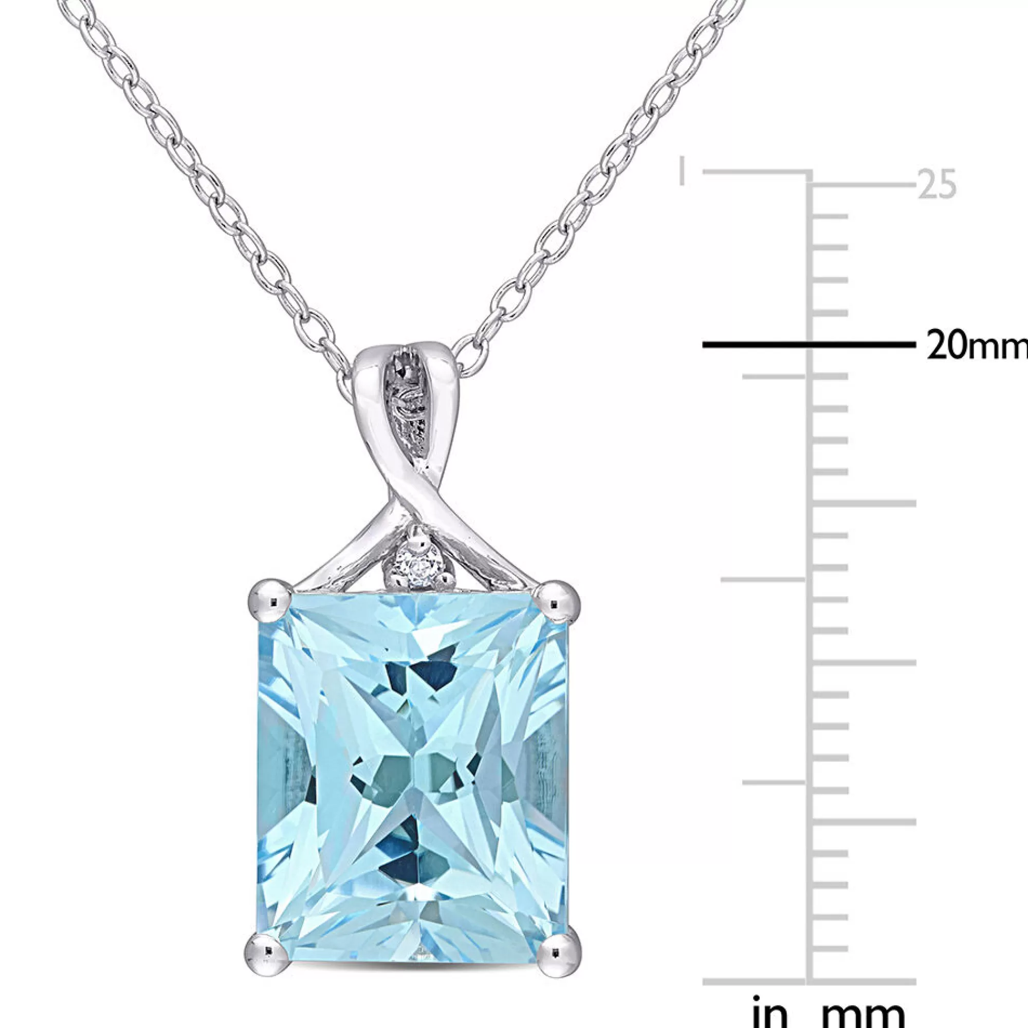 Necklaces & Pendants^* Emerald-Cut Blue & White Topaz Pendant In Sterling Silver