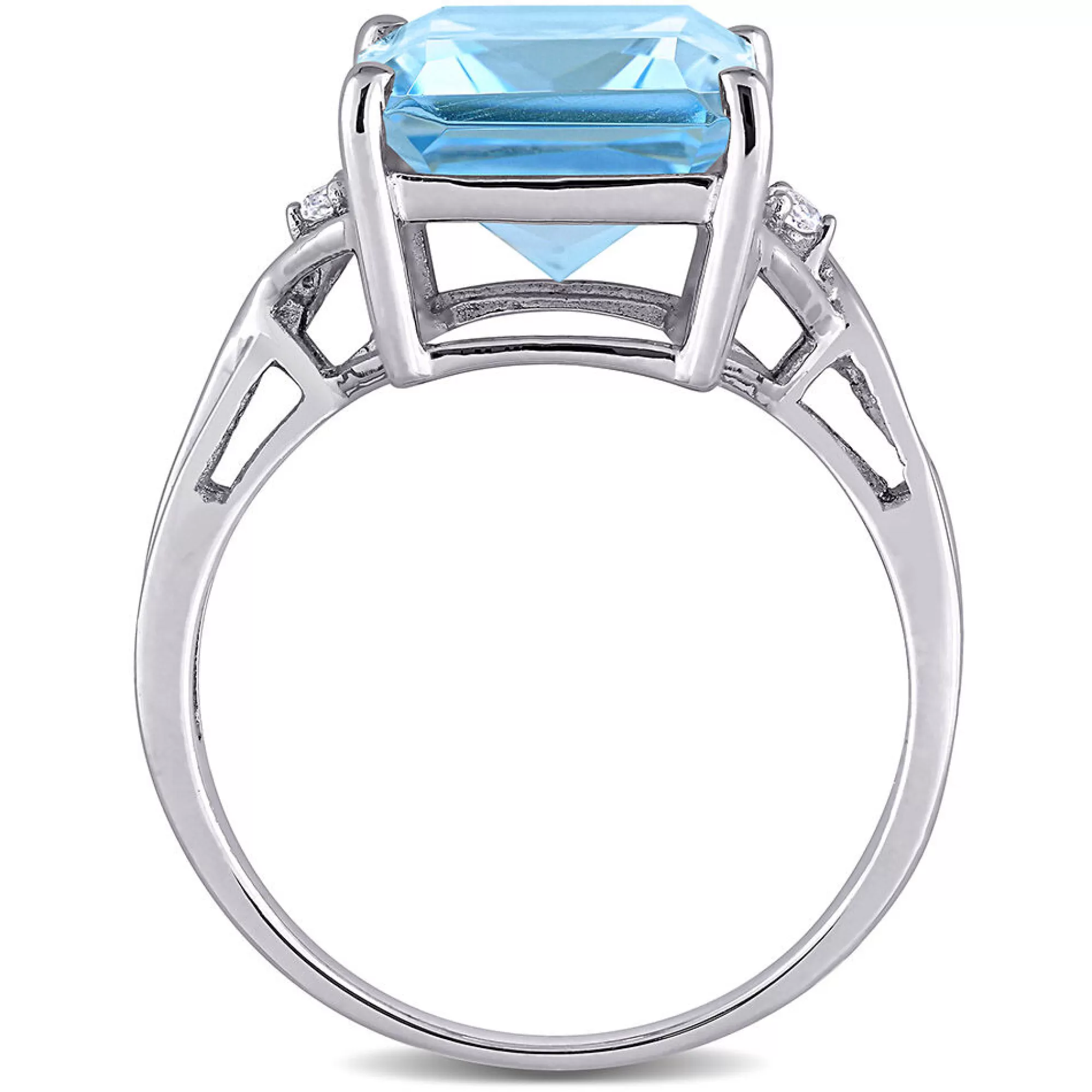 Rings^* Emerald-Cut Blue Topaz & White Topaz Ring In Sterling Silver