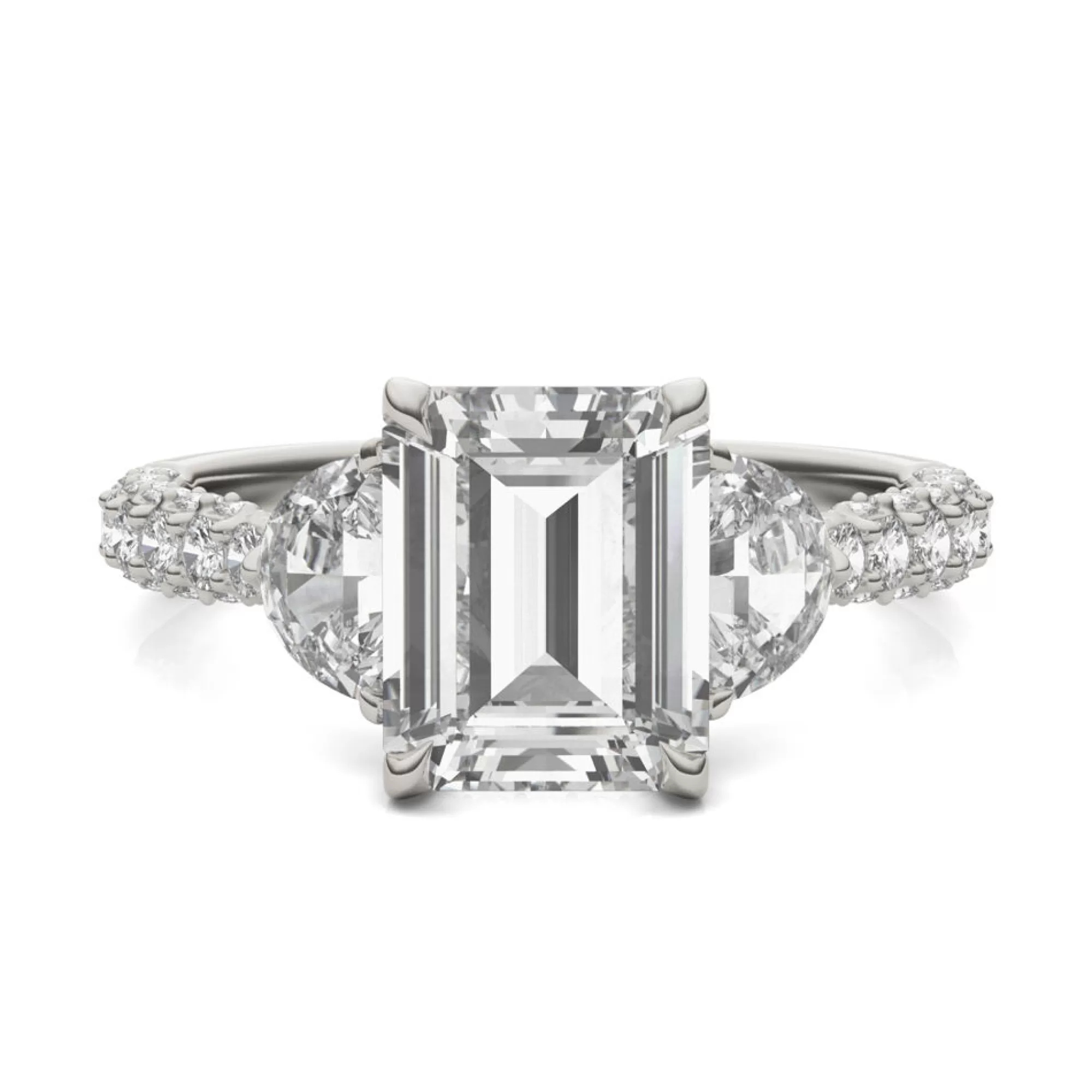 Rings^Charles & Colvard-Forever One™ Emerald-Cut Lab Created Moissanite Engagement Ring In 14K White Gold