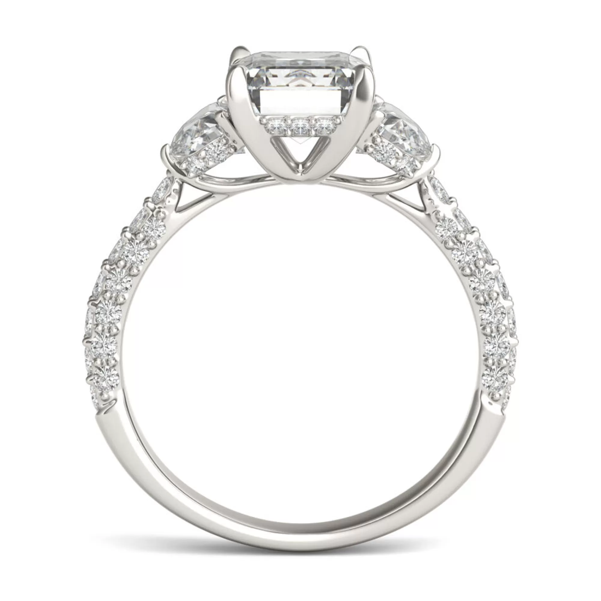 Rings^Charles & Colvard-Forever One™ Emerald-Cut Lab Created Moissanite Engagement Ring In 14K White Gold