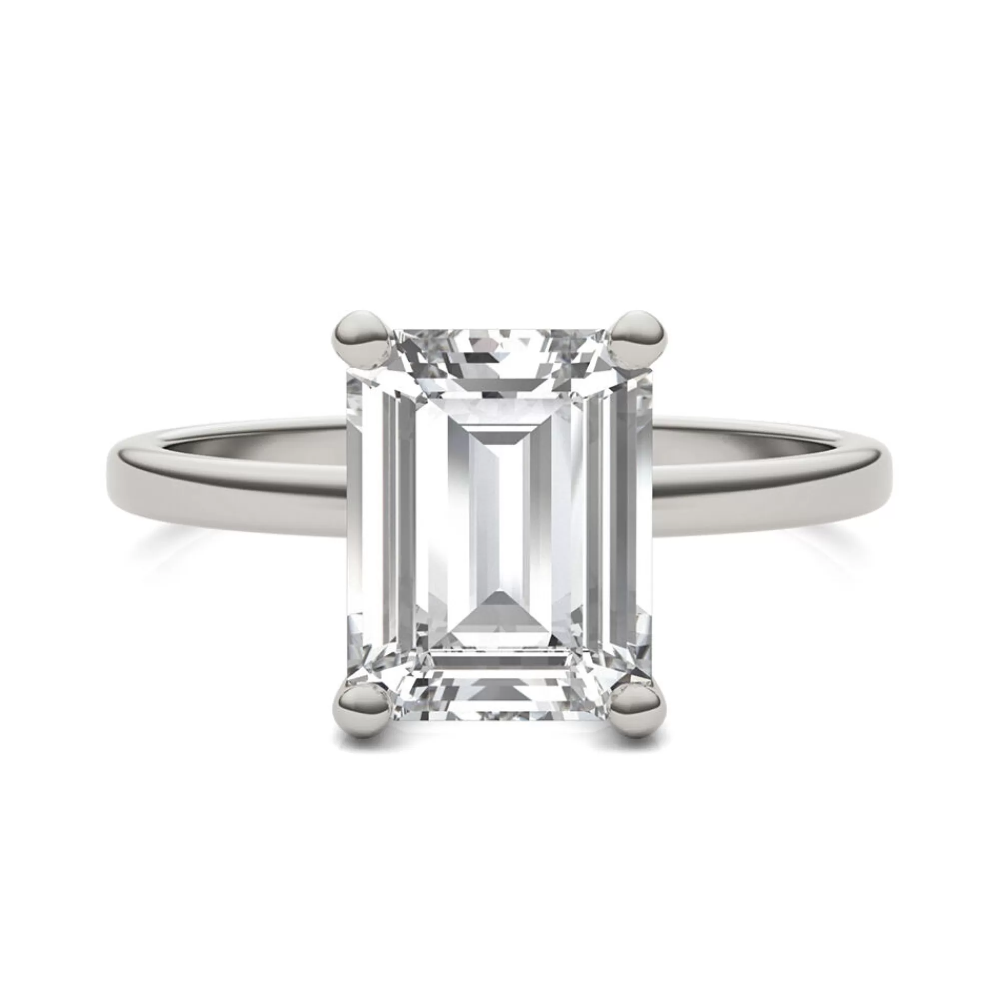 Rings^Charles & Colvard-Forever One™ Emerald-Cut Moissanite Ring In 14K White Gold (2 1/2 Ct.)