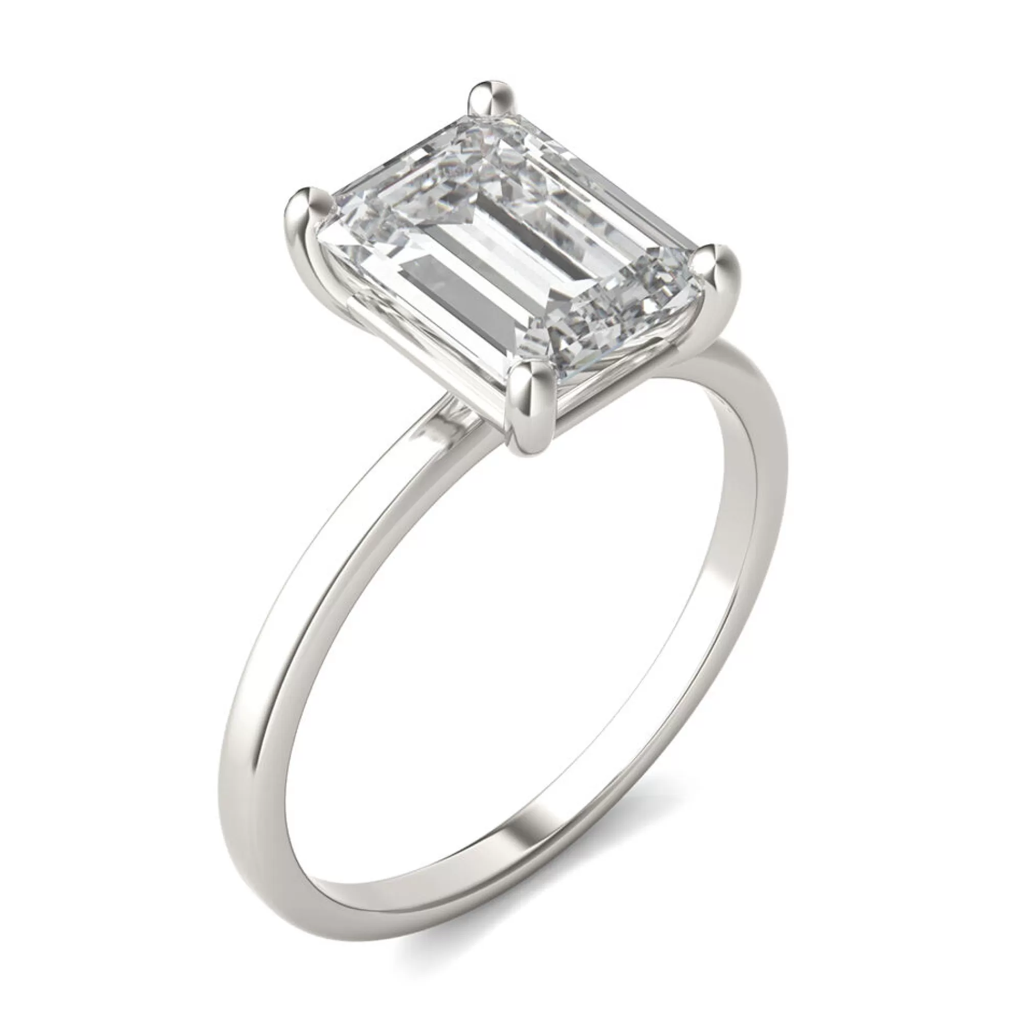 Rings^Charles & Colvard-Forever One™ Emerald-Cut Moissanite Ring In 14K White Gold (2 1/2 Ct.)