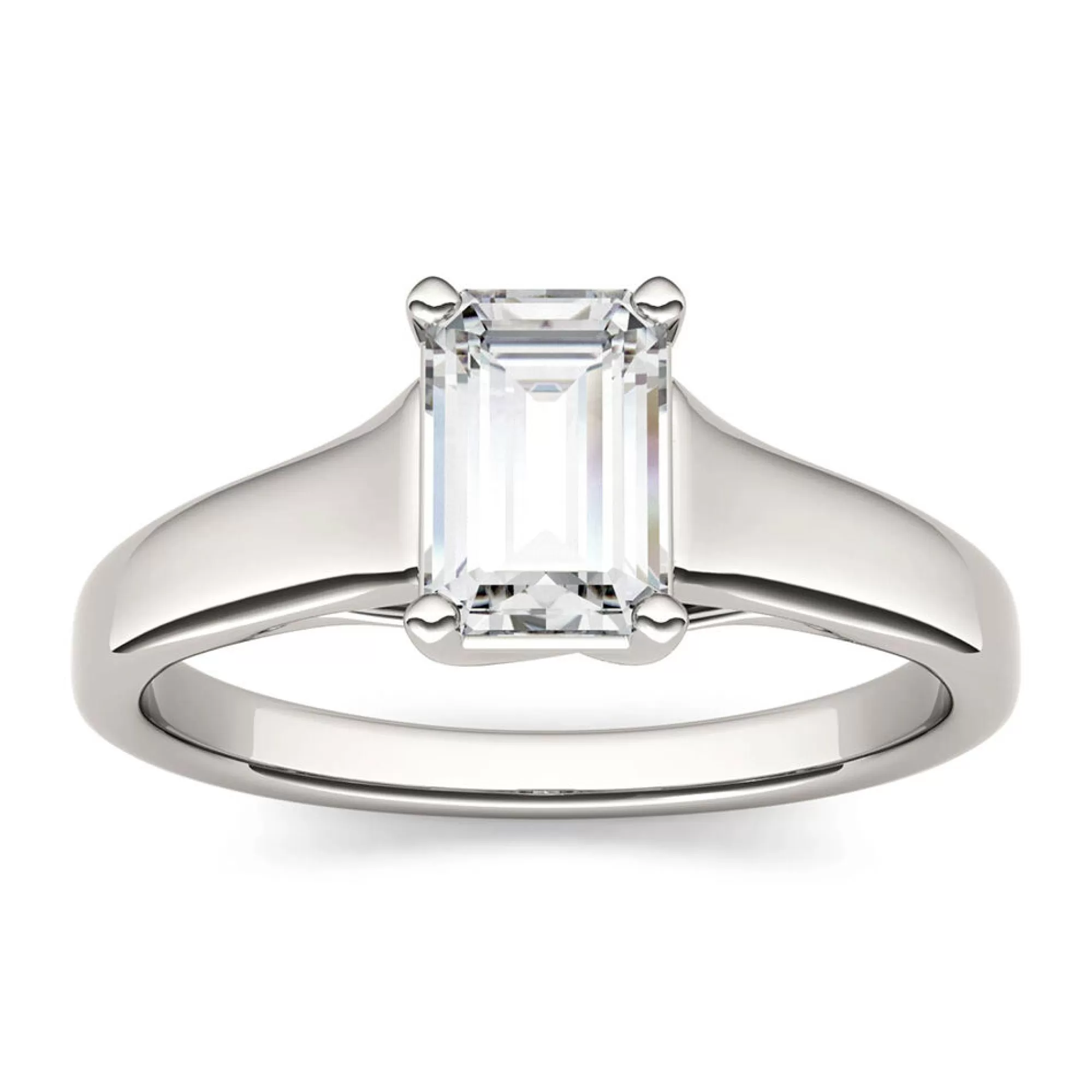 Rings^Charles & Colvard-Forever One™ Emerald-Cut Moissanite Solitaire Ring In 14K White Gold (1 Ct.)