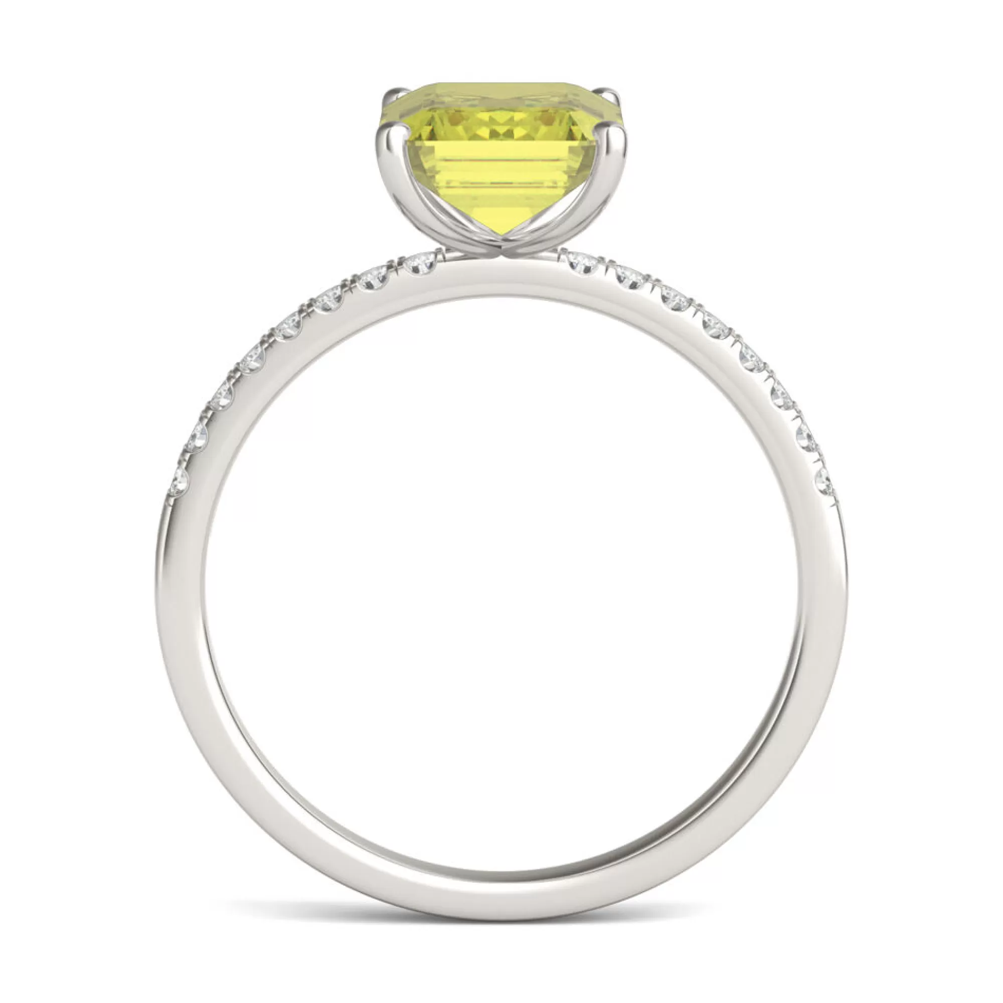 Rings^Charles & Colvard-Forever One™ Emerald-Cut Yellow Moissanite Ring In 14K White Gold