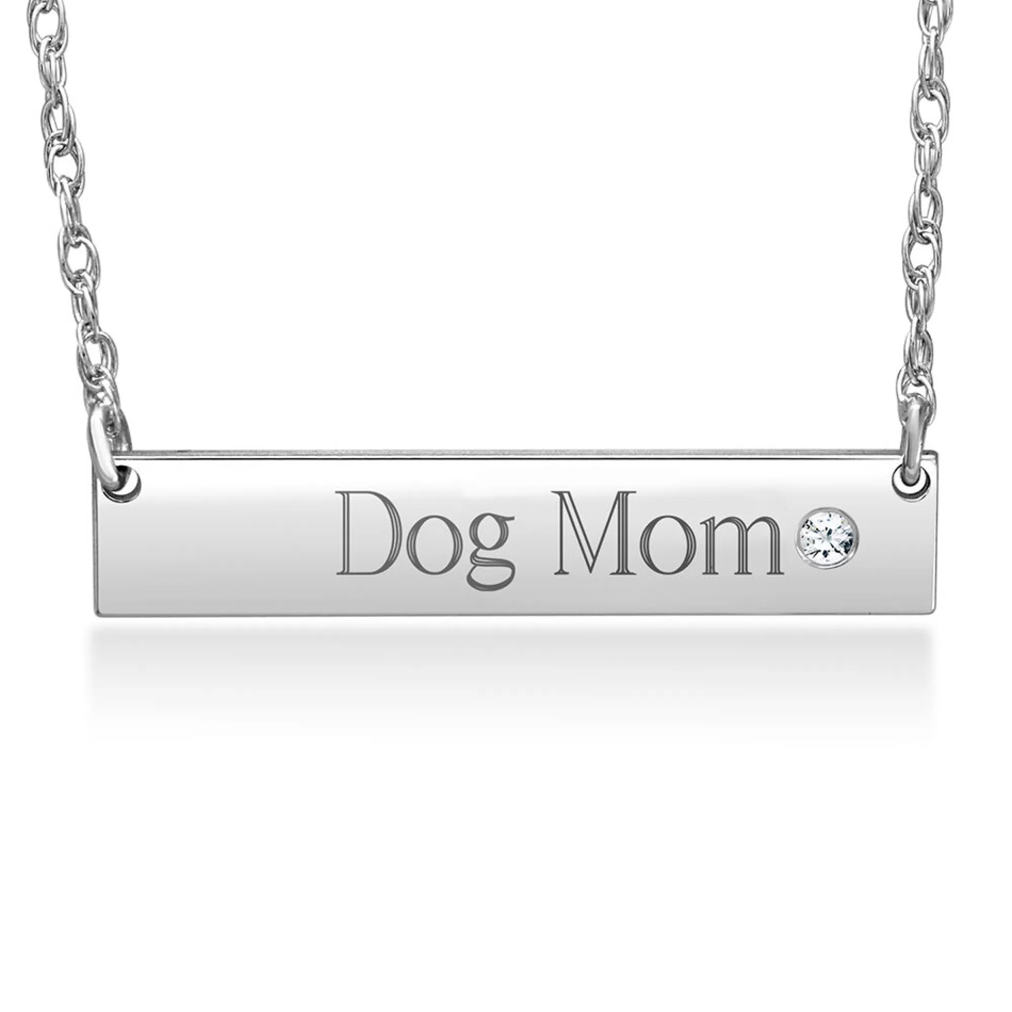 Necklaces & Pendants^* Engraved Bar Necklace With Diamond Accent In Sterling Silver