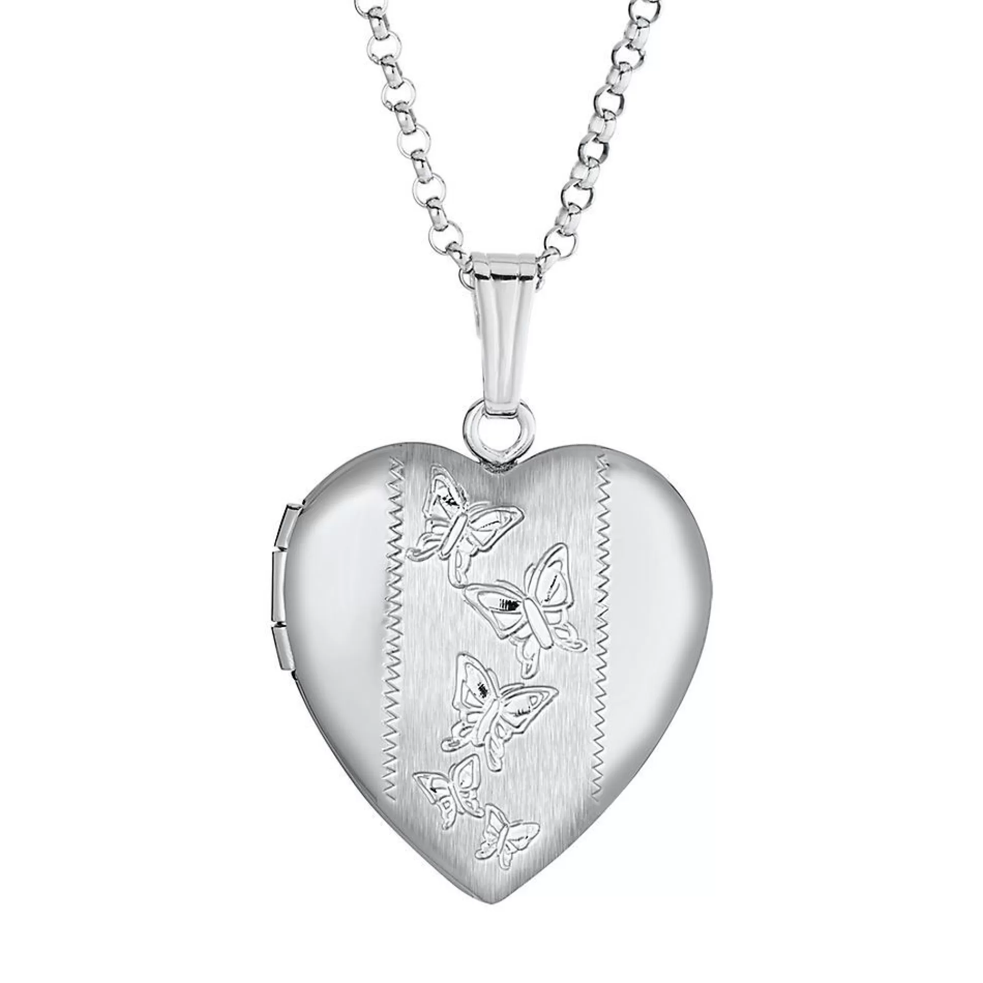 Necklaces & Pendants^* Engraved Butterfly Heart Locket Pendant In Sterling Silver