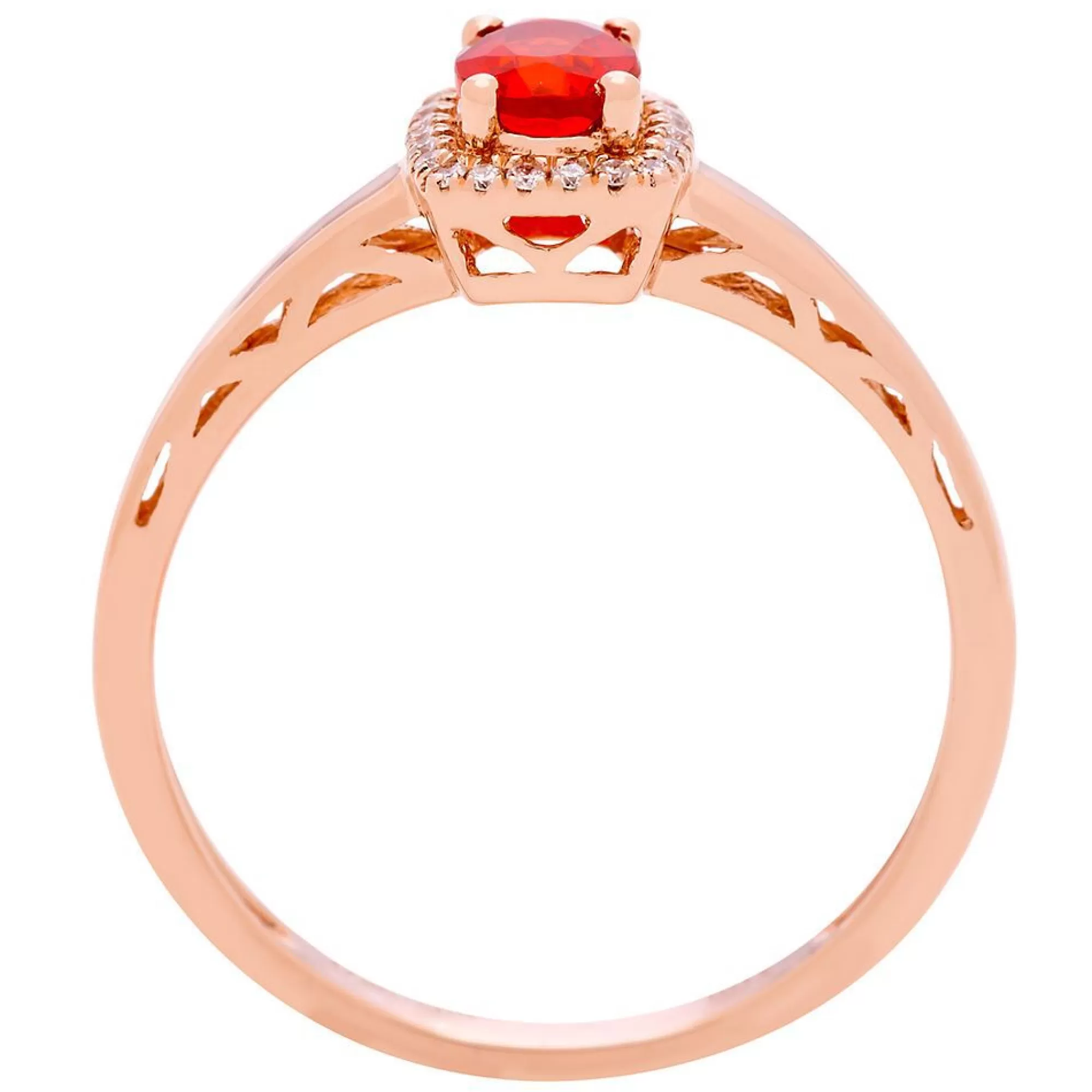 Rings^* Fire Opal & Diamond Halo Ring In 10K Rose Gold