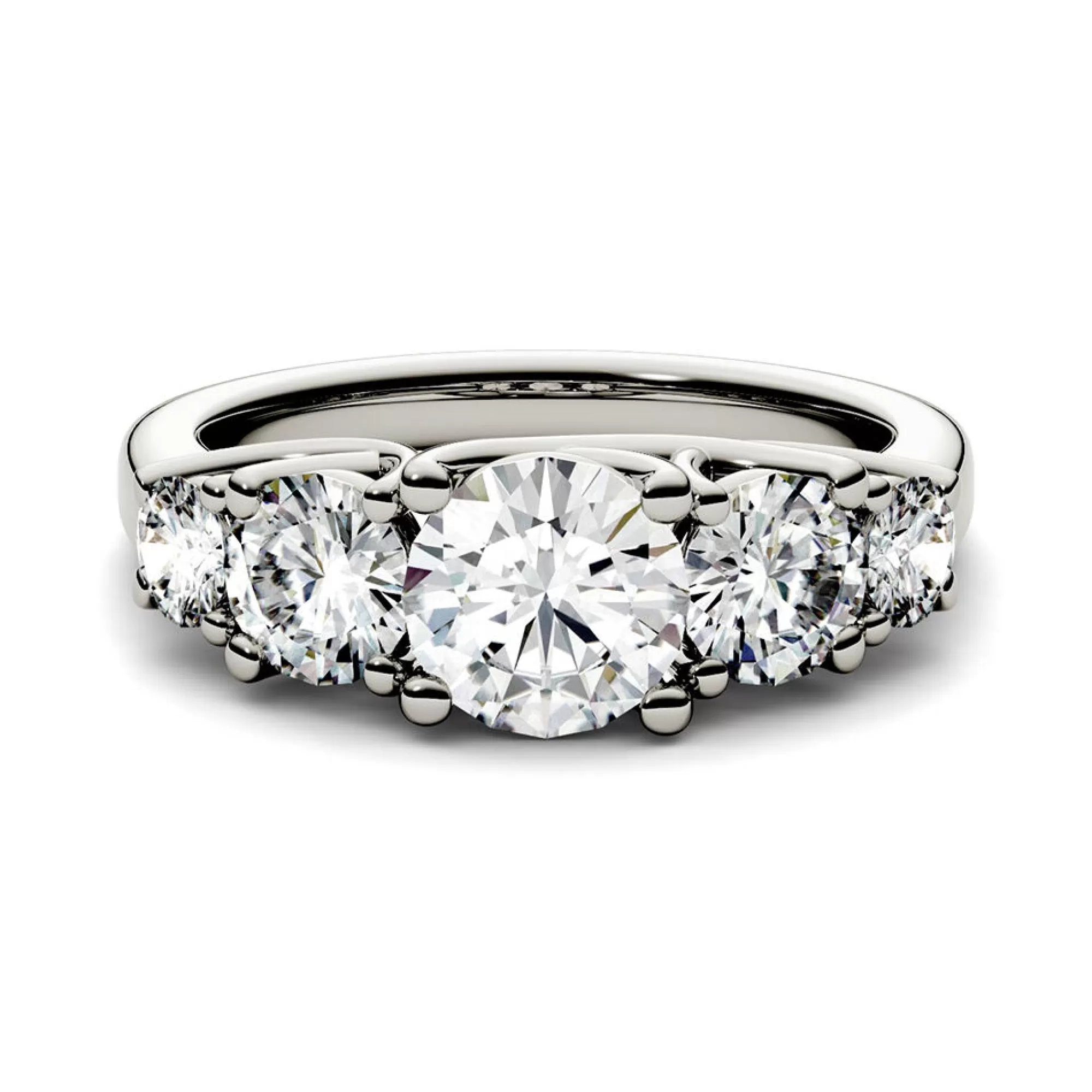 Rings^Charles & Colvard-Forever One™ Five-Stone Moissanite Ring In 14K White Gold (2 1/3 Ct. Tw.)