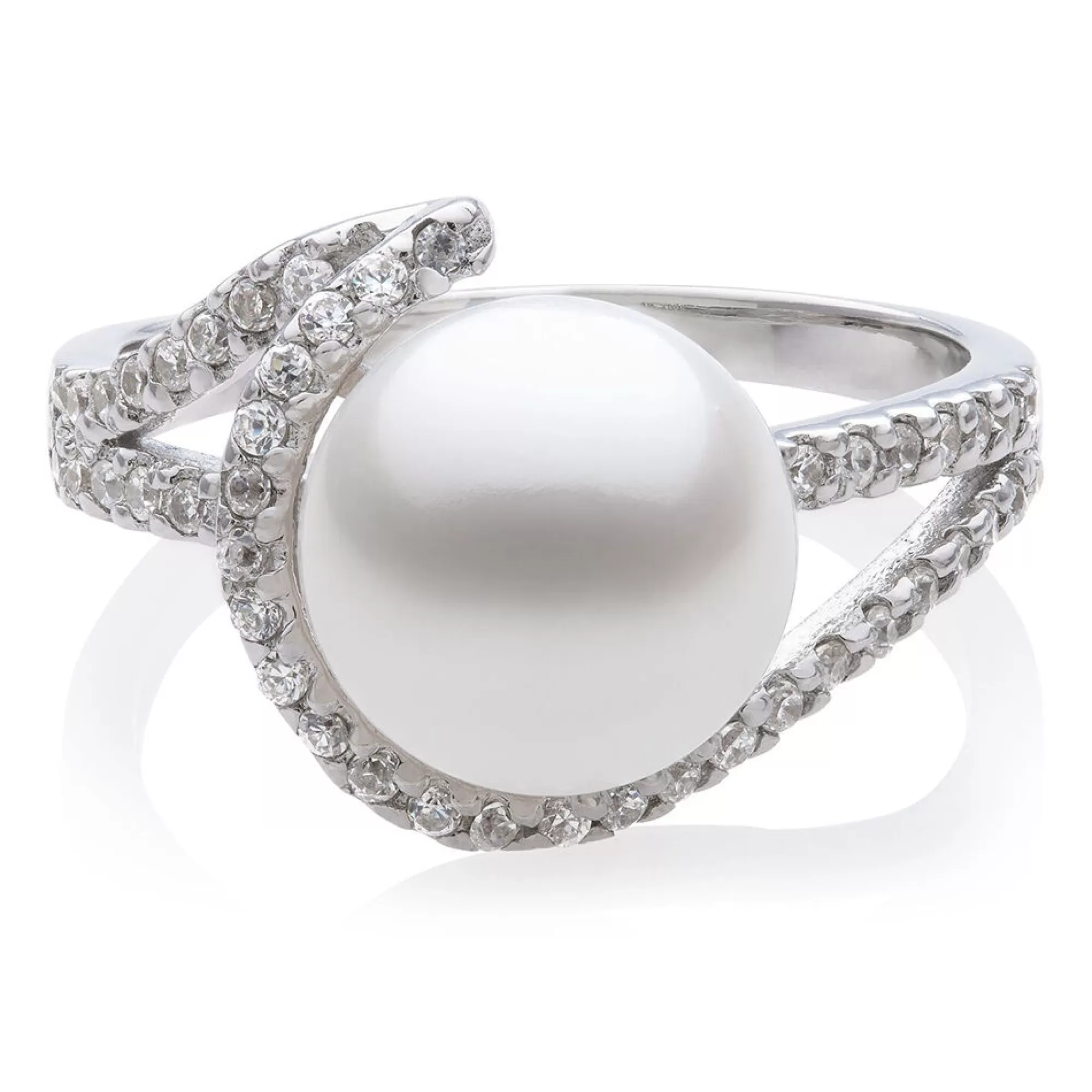 Rings^* Freshwater Pearl & Cubic Zirconia Ring In Sterling Silver