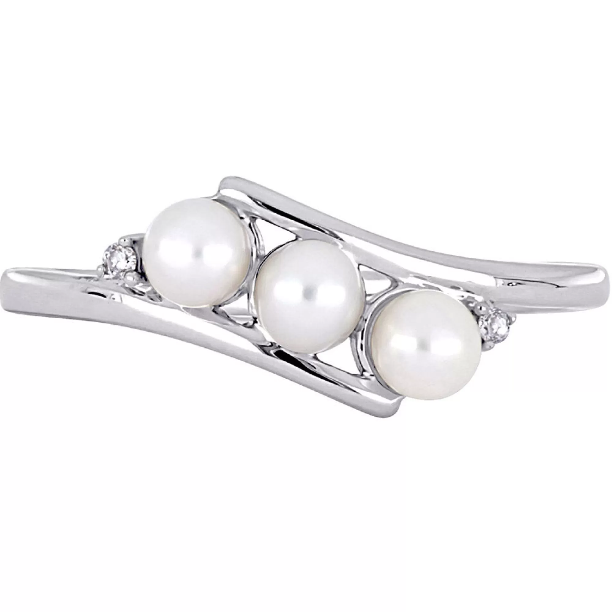 Rings^* Freshwater Pearl & Diamond Ring In 10K White Gold