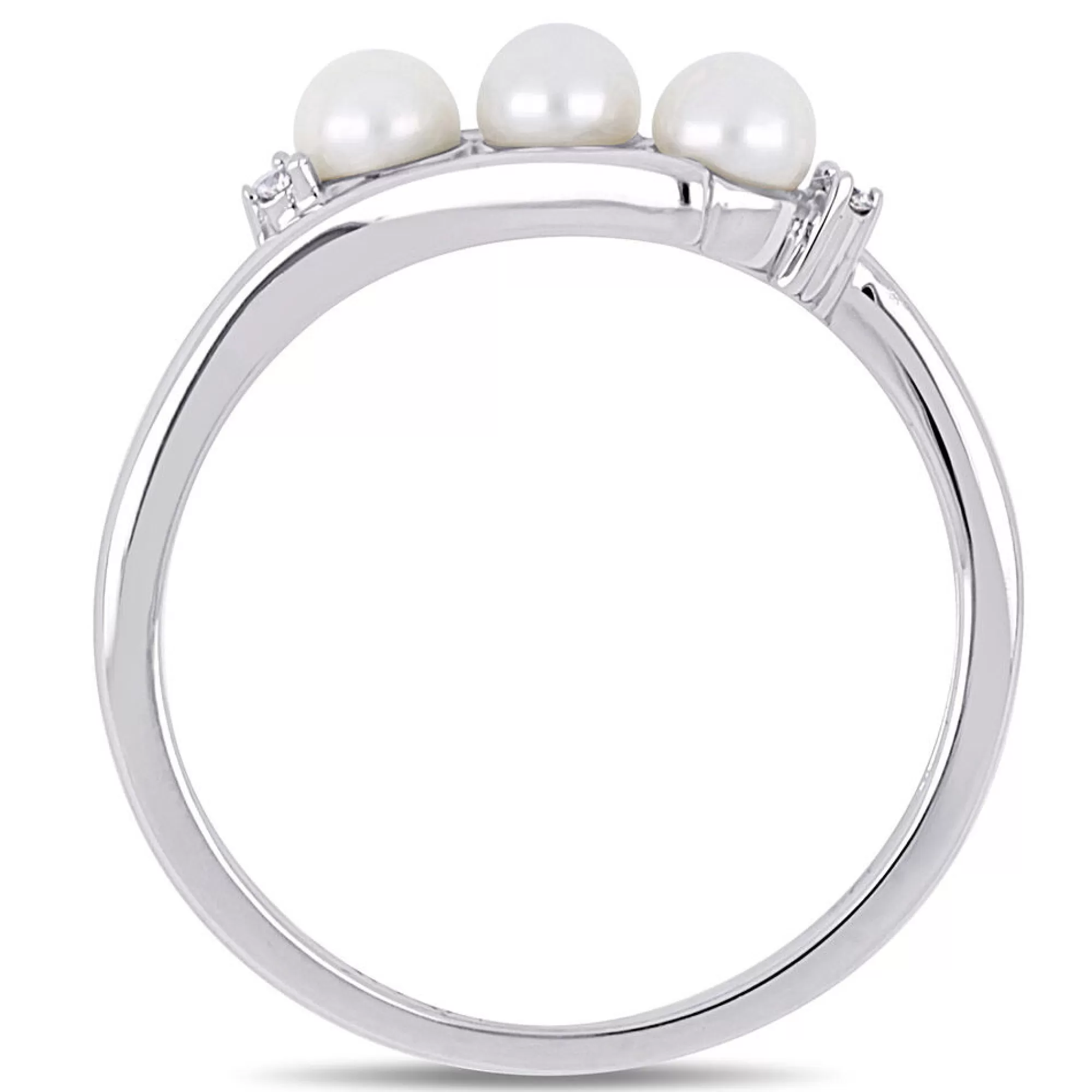 Rings^* Freshwater Pearl & Diamond Ring In 10K White Gold