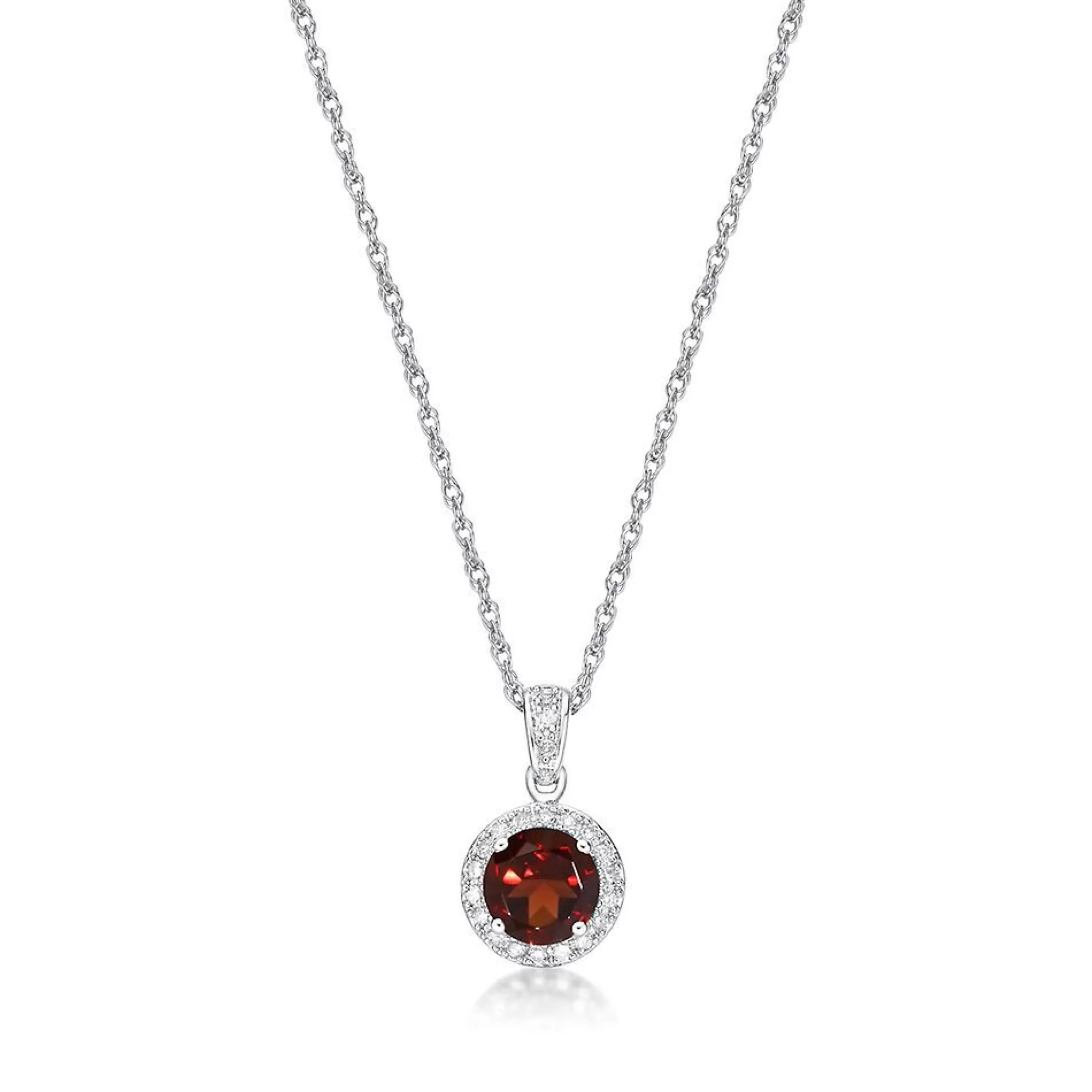 Necklaces & Pendants^* Garnet & 1/10 Ct. Tw. Diamond Pendant In Sterling Silver