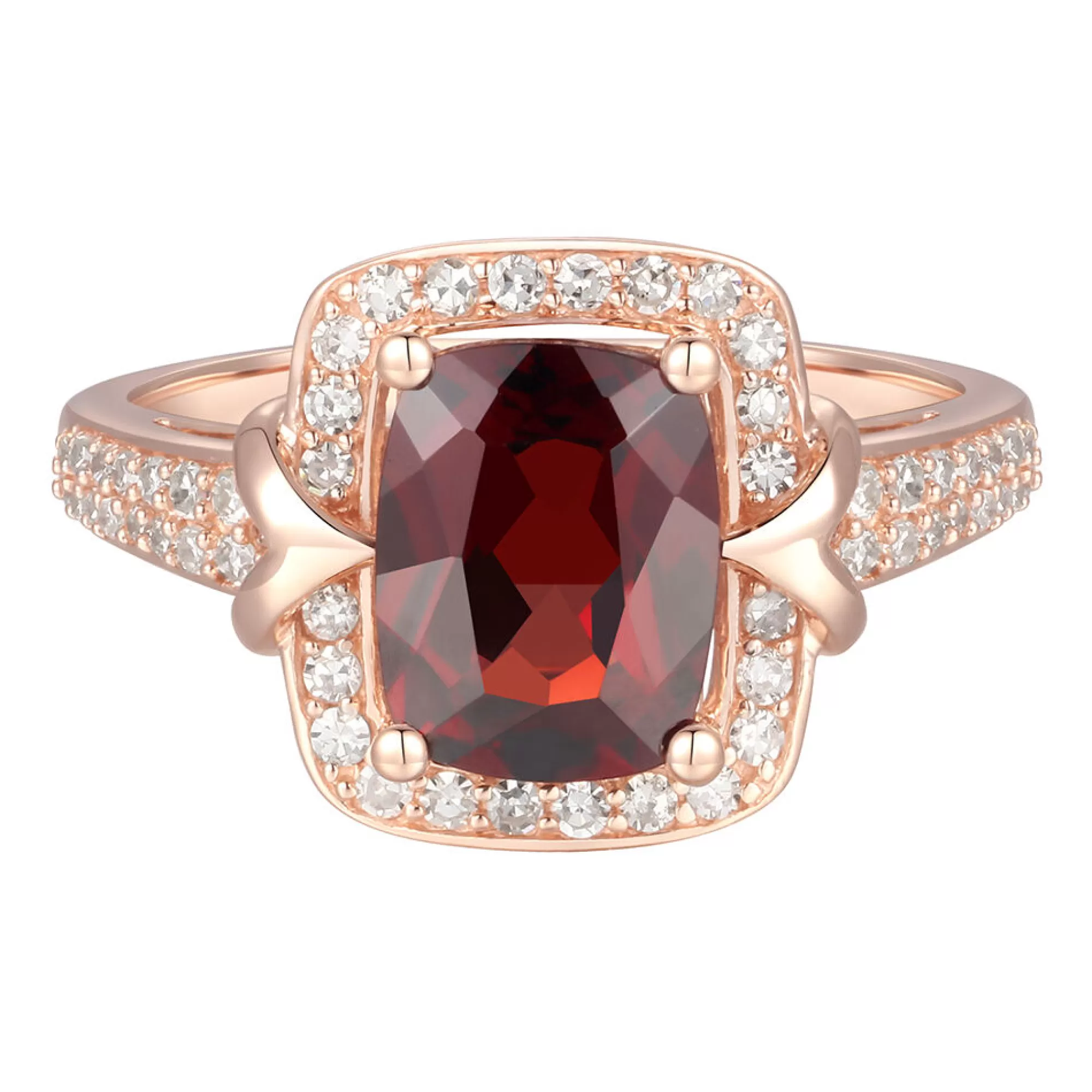 Rings^* Garnet & 1/3 Ct. Tw. Diamond Ring In 10K Rose Gold