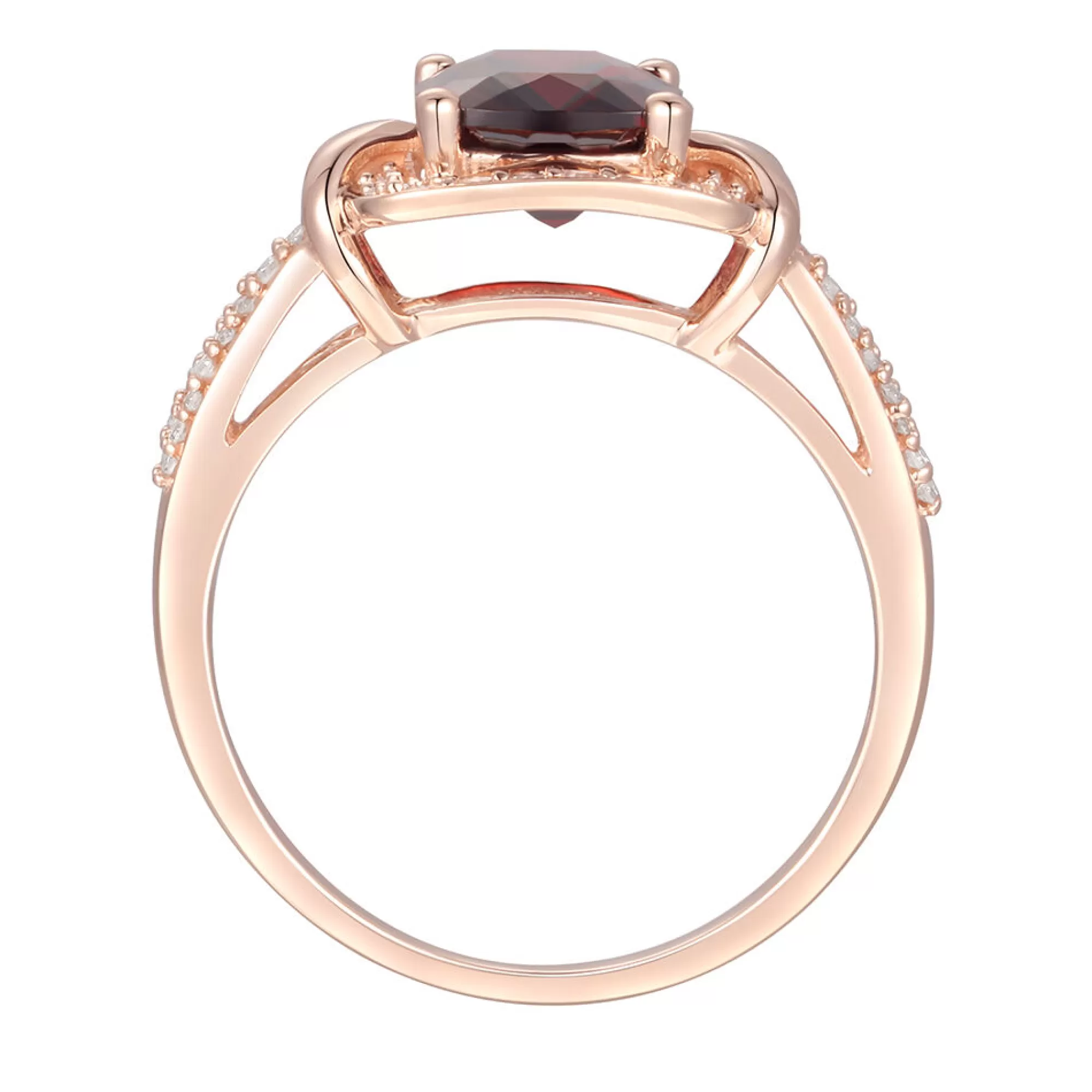 Rings^* Garnet & 1/3 Ct. Tw. Diamond Ring In 10K Rose Gold