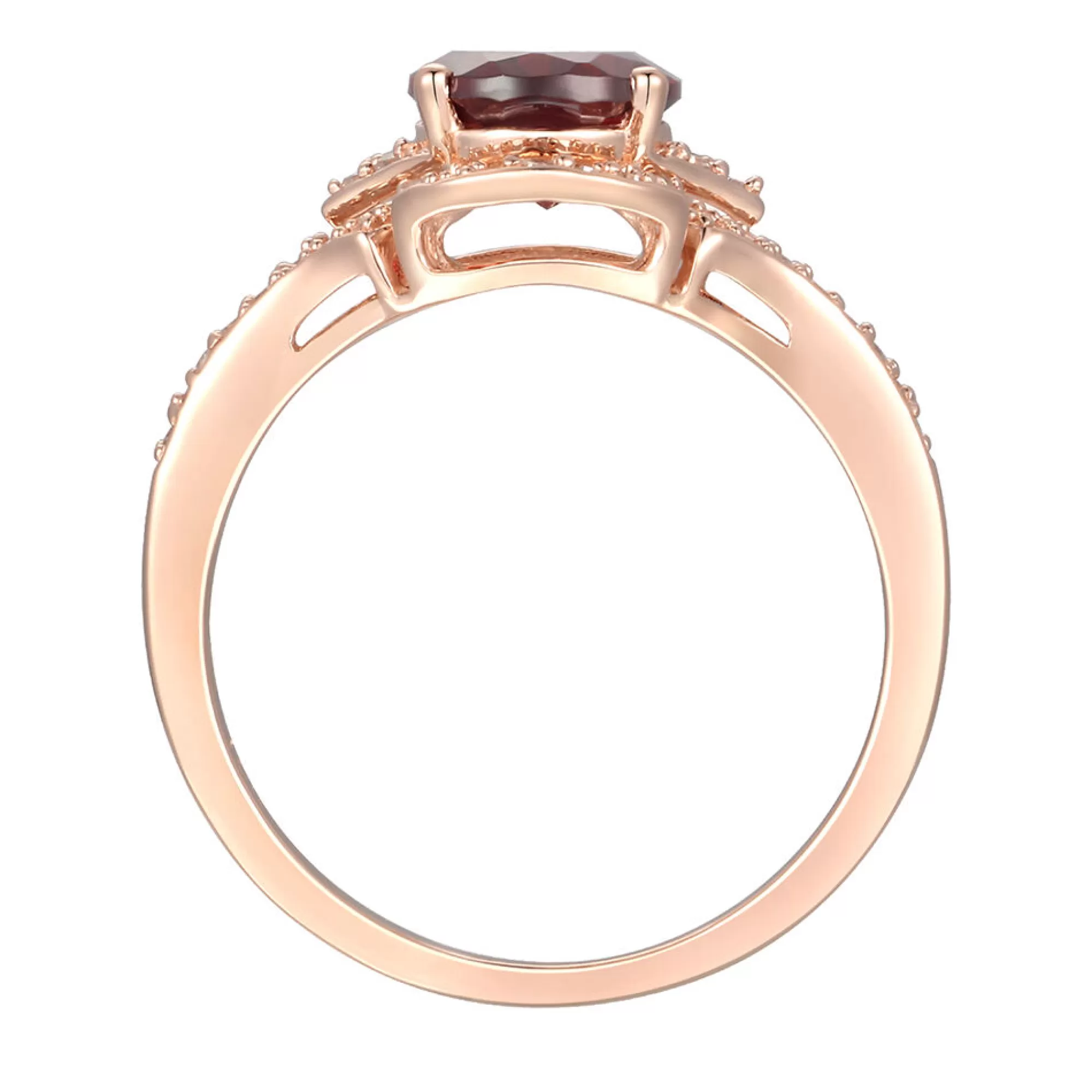 Rings^* Garnet & 1/4 Ct. Tw. Diamond Ring In 10K Rose Gold