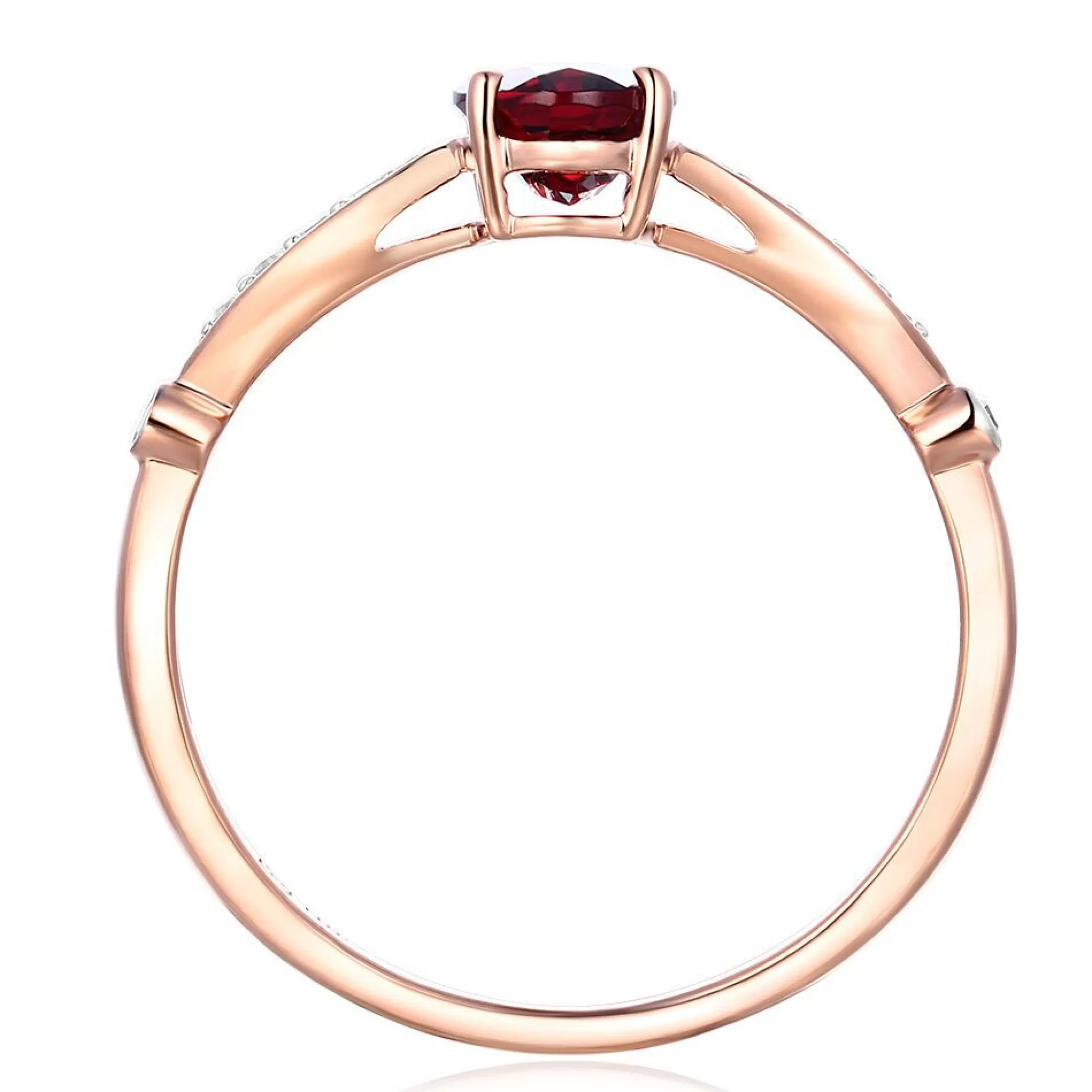 Rings^* Garnet & Diamond Ring In 10K Rose Gold