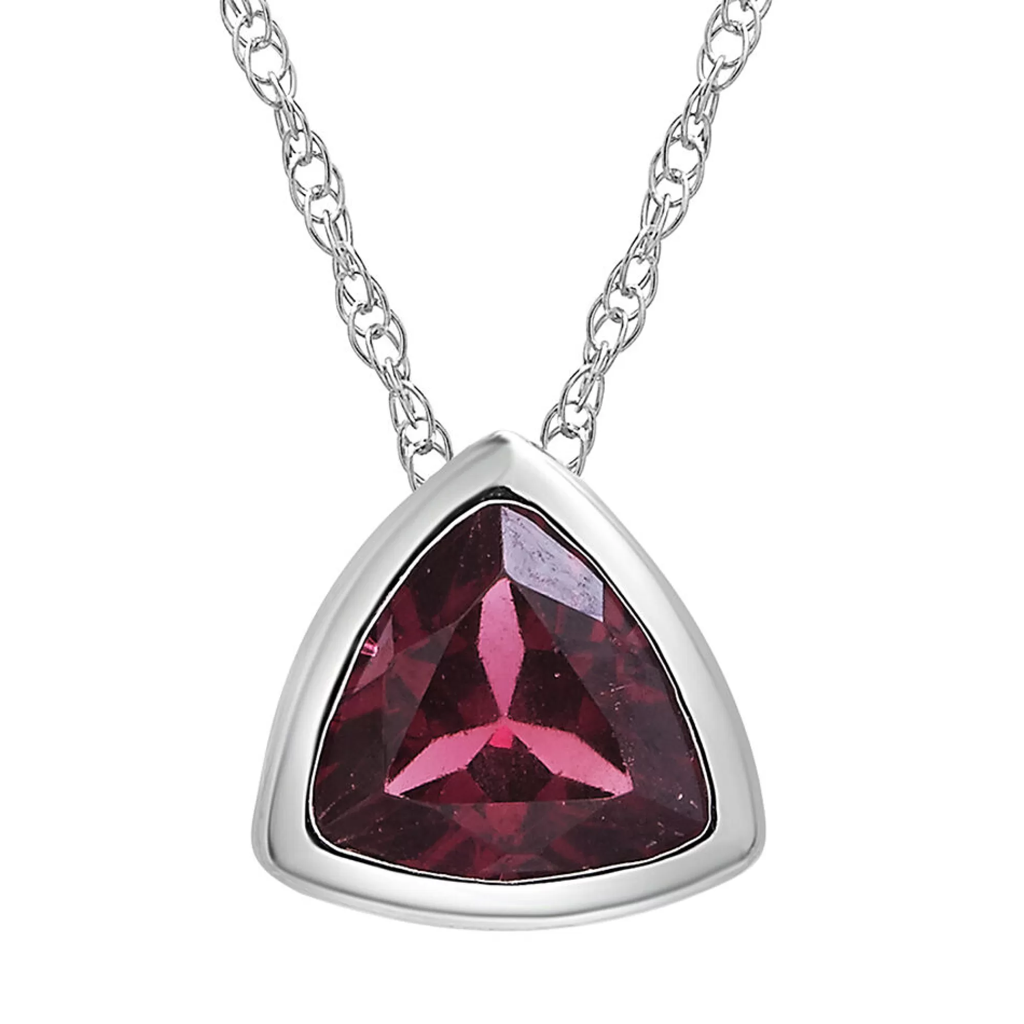 Necklaces & Pendants^Layering & Stacking Garnet Pendant With Trillion Cut In 10K White Gold