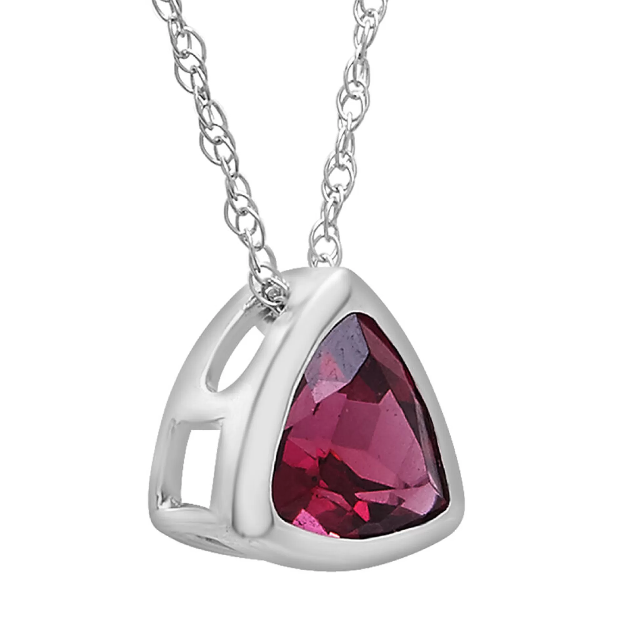 Necklaces & Pendants^Layering & Stacking Garnet Pendant With Trillion Cut In 10K White Gold