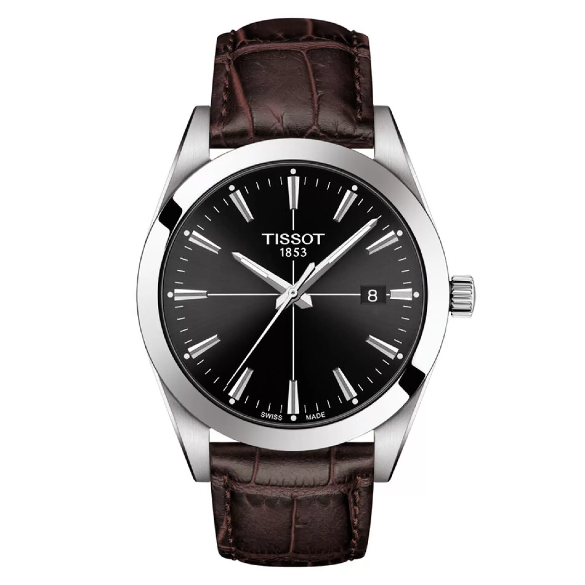 Men's Jewelry^Tissot® Gentleman Quartz Men's Brown Leather Watch In Stainless Steel, 40Mm