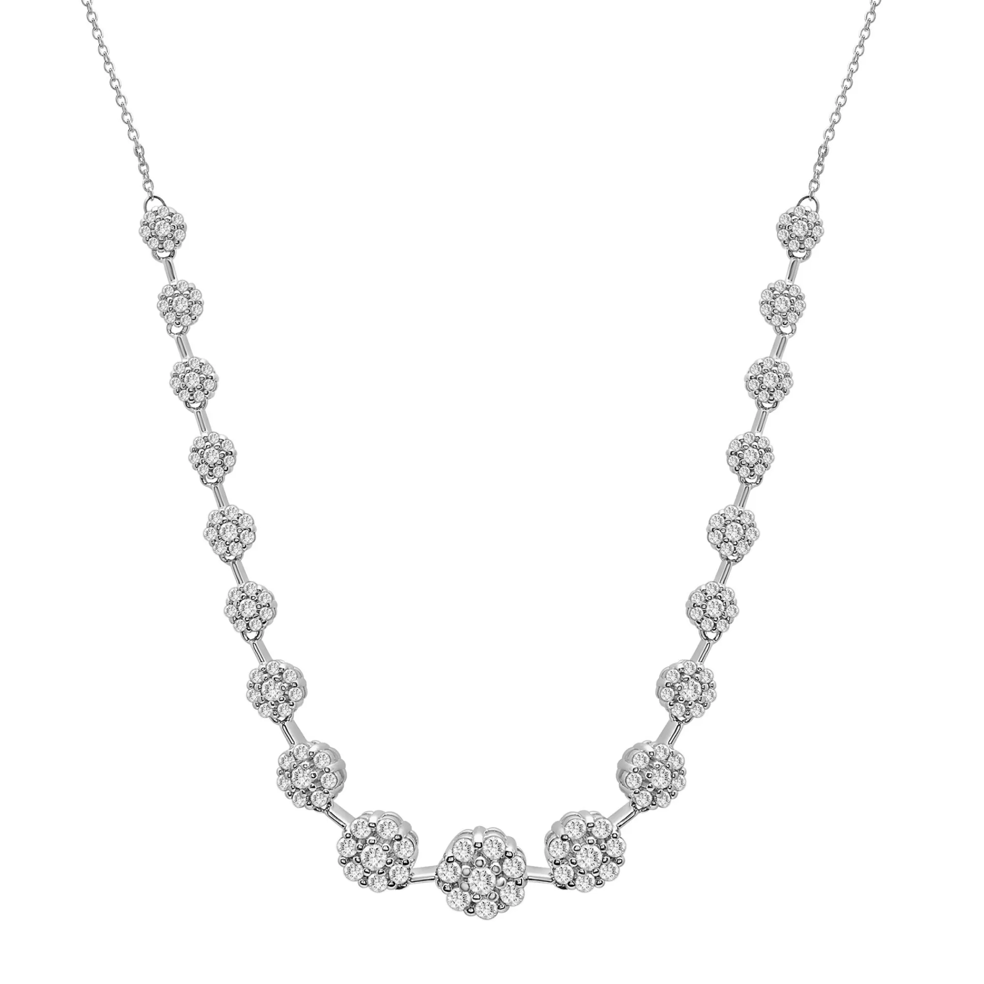 Necklaces & Pendants^Mirabela® Graduated Cluster Diamond Necklace In 10K White Gold (2 Ct. Tw.)