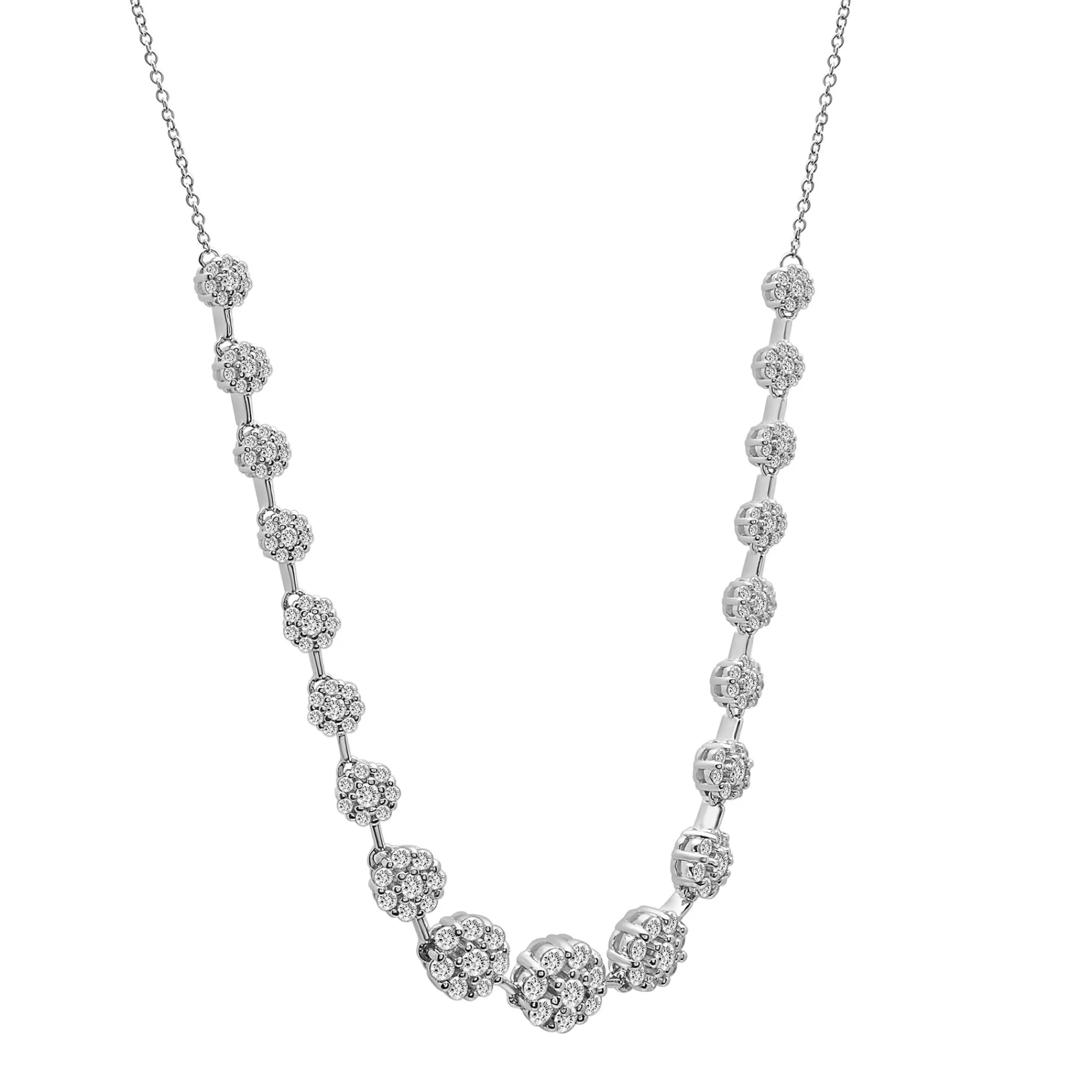 Necklaces & Pendants^Mirabela® Graduated Cluster Diamond Necklace In 10K White Gold (2 Ct. Tw.)