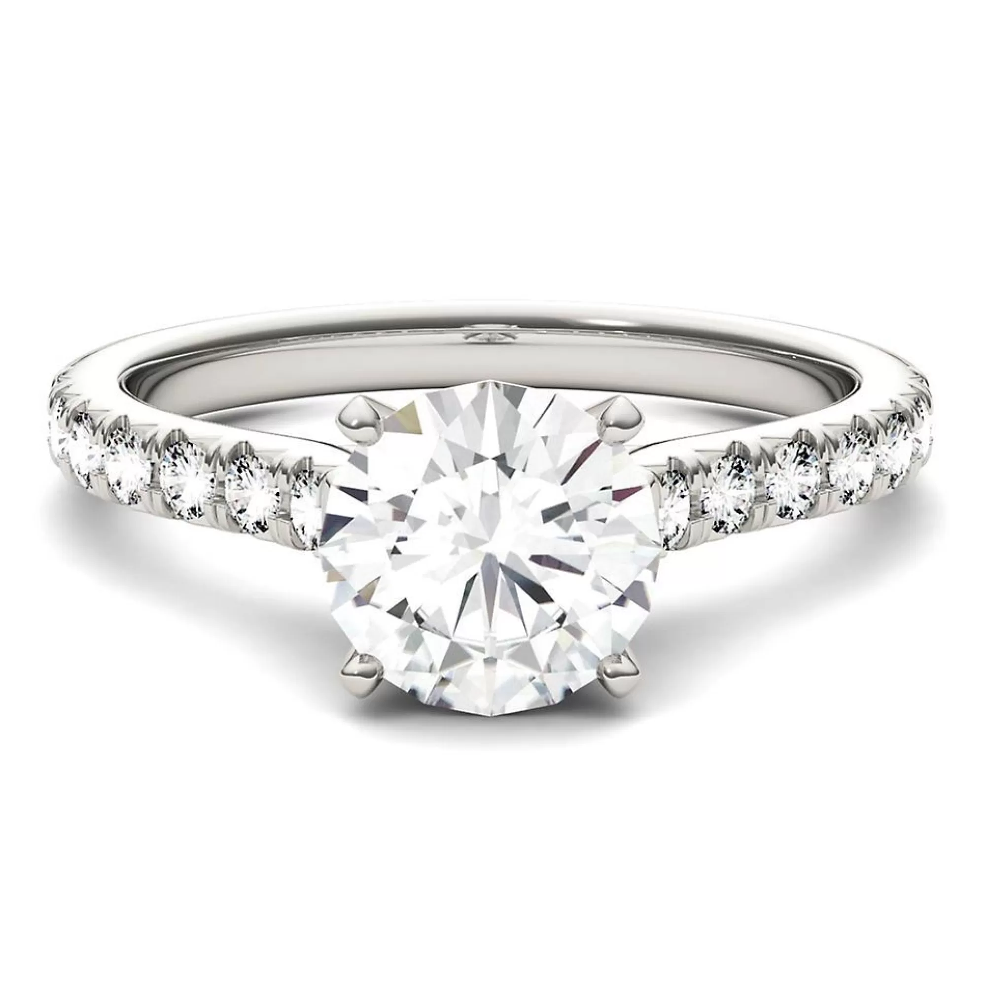 Rings^Charles & Colvard-Forever One™ Hearts & Arrows Moissanite Ring In 14K White Gold (1 3/4 Ct. Tw.)