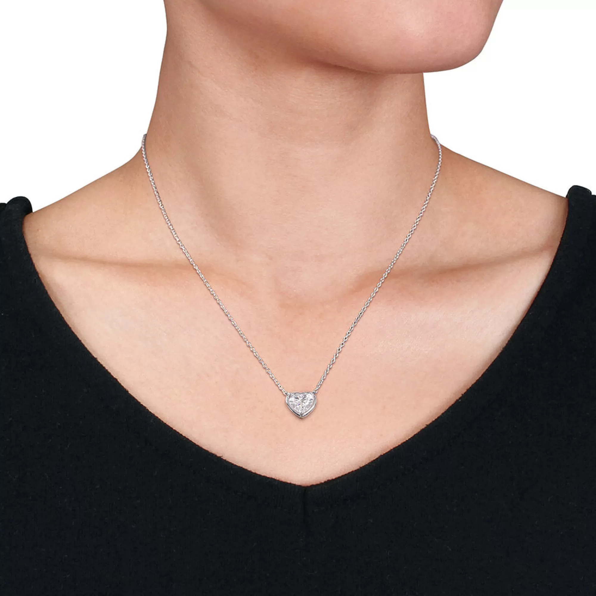 Necklaces & Pendants^* Heart-Shaped Moissanite Necklace In Sterling Silver (2 Ct.)