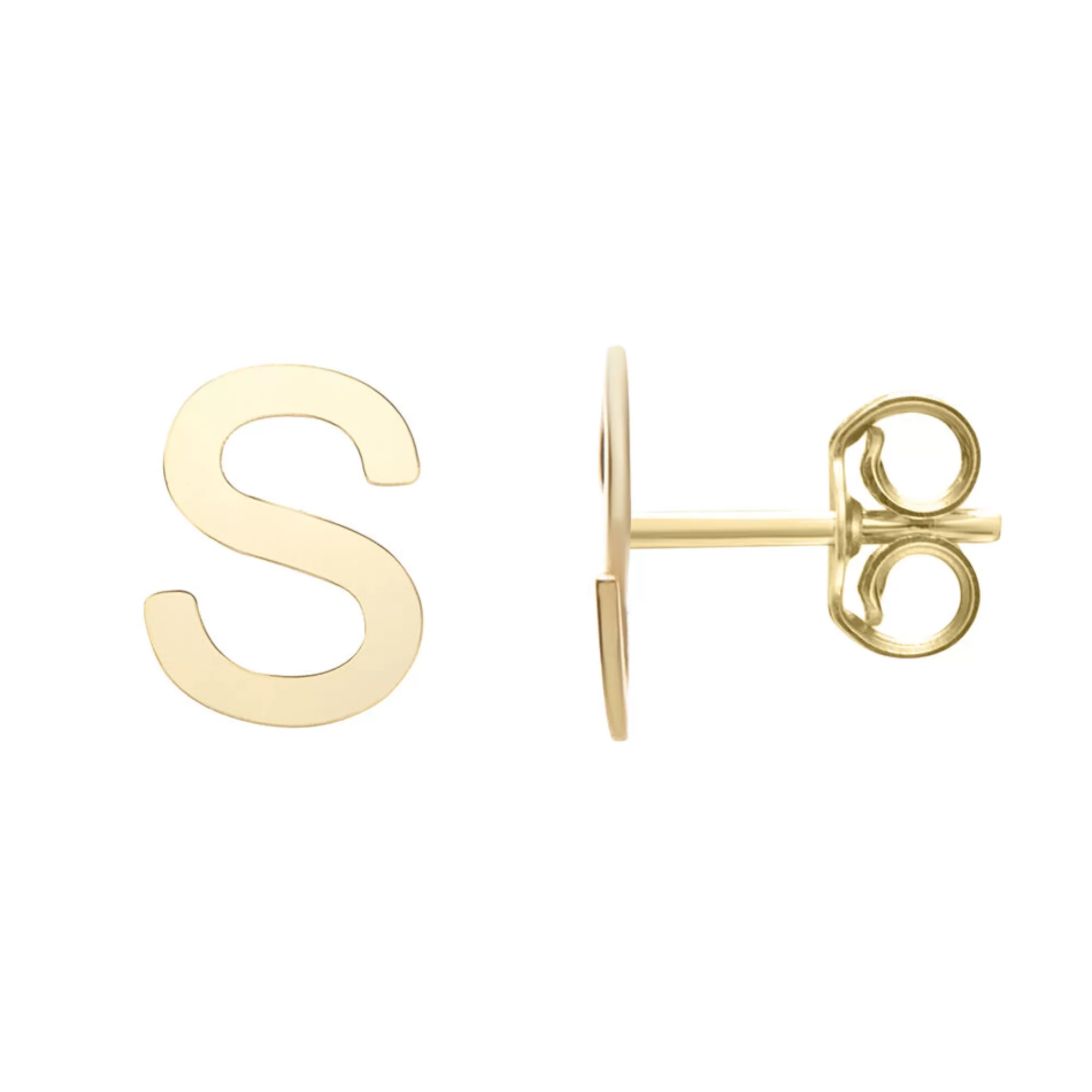 Earrings^* Initial Stud Earrings Letter In 14K Yellow Gold