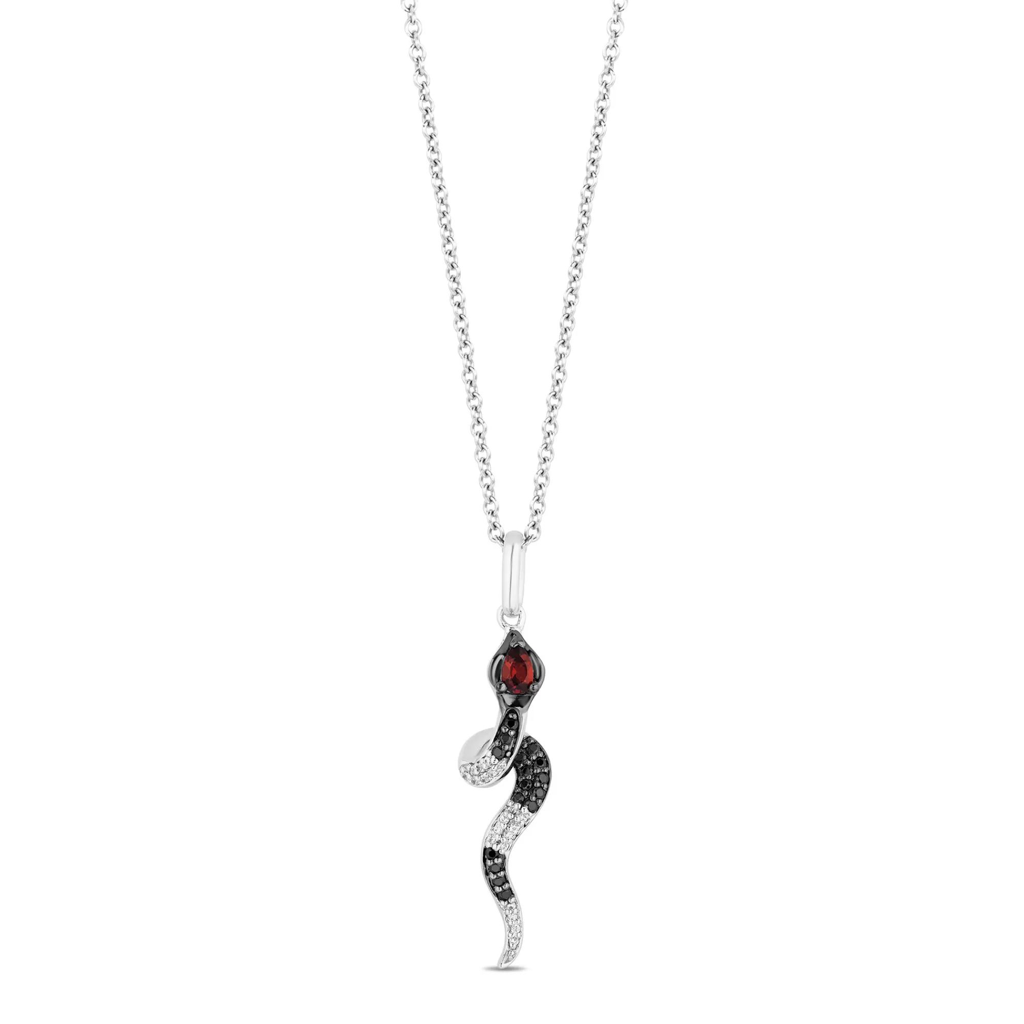 Necklaces & Pendants^Enchanted Disney Jafar Diamond, Onyx And Garnet Snake Pendant In Sterling Silver