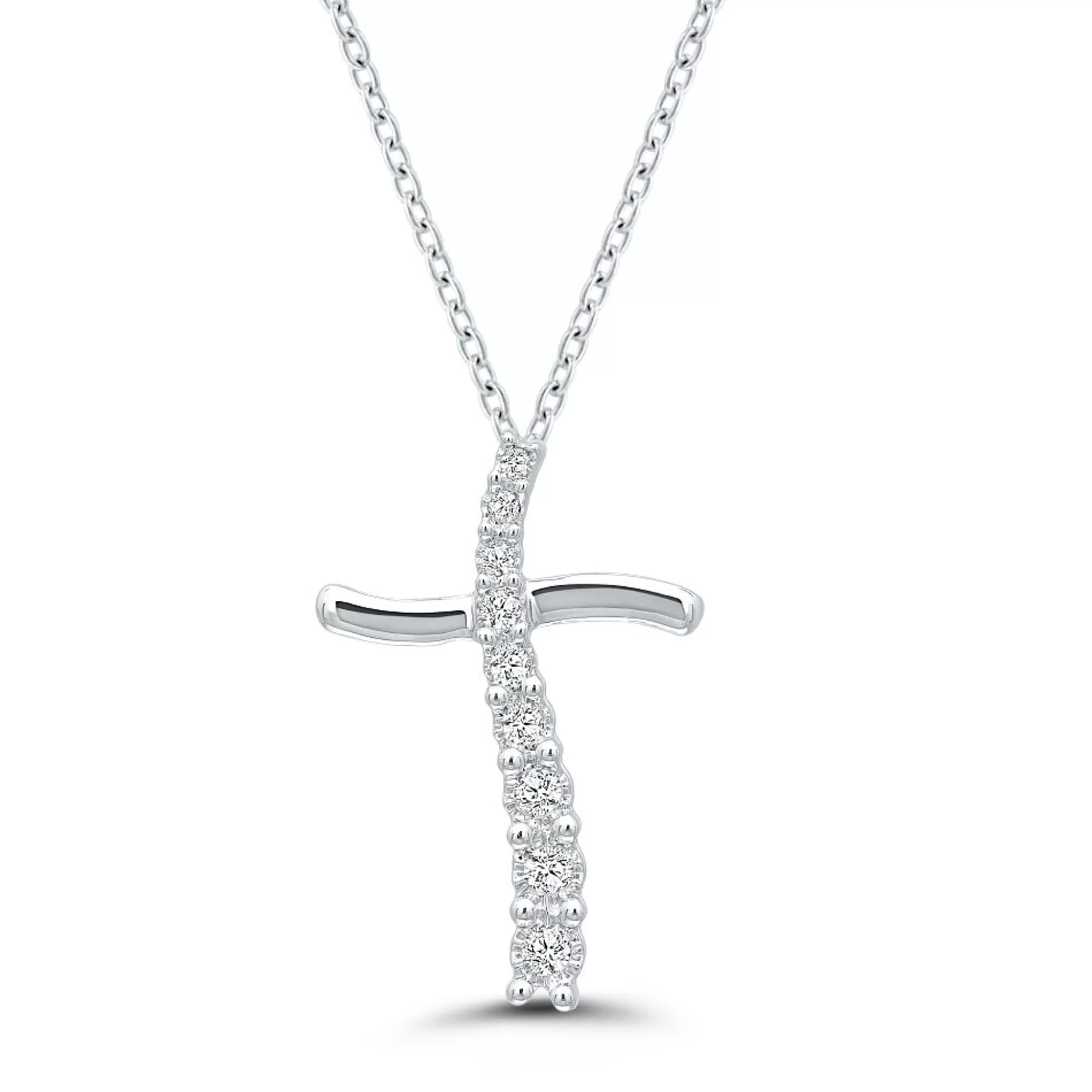 Necklaces & Pendants^* Journey Diamond Cross Pendant In Sterling Silver (1/10 Ct. Tw.)