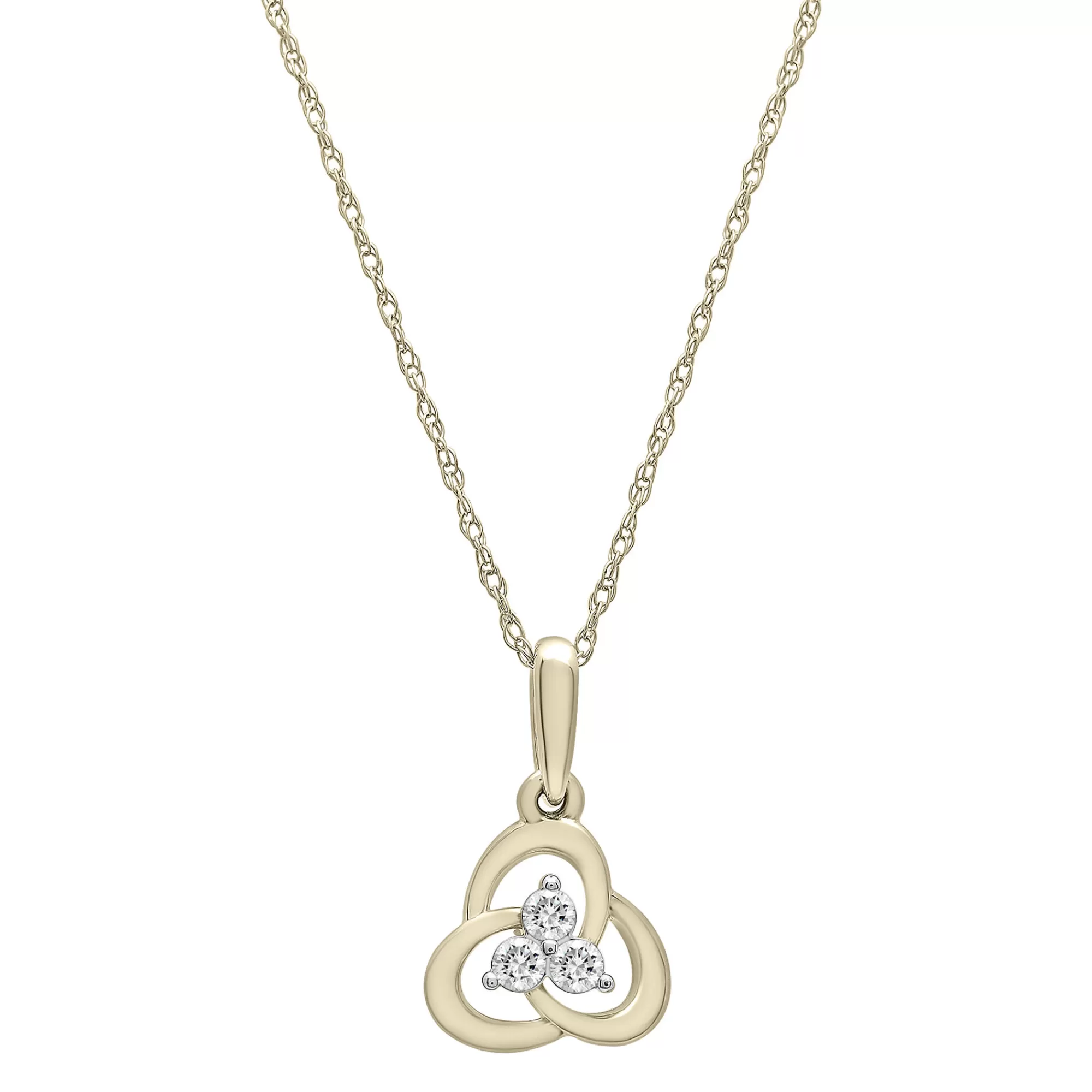 Necklaces & Pendants^* Knot Trefoil Pendant In 10K Yellow Gold (1/10 Ct. Tw.)