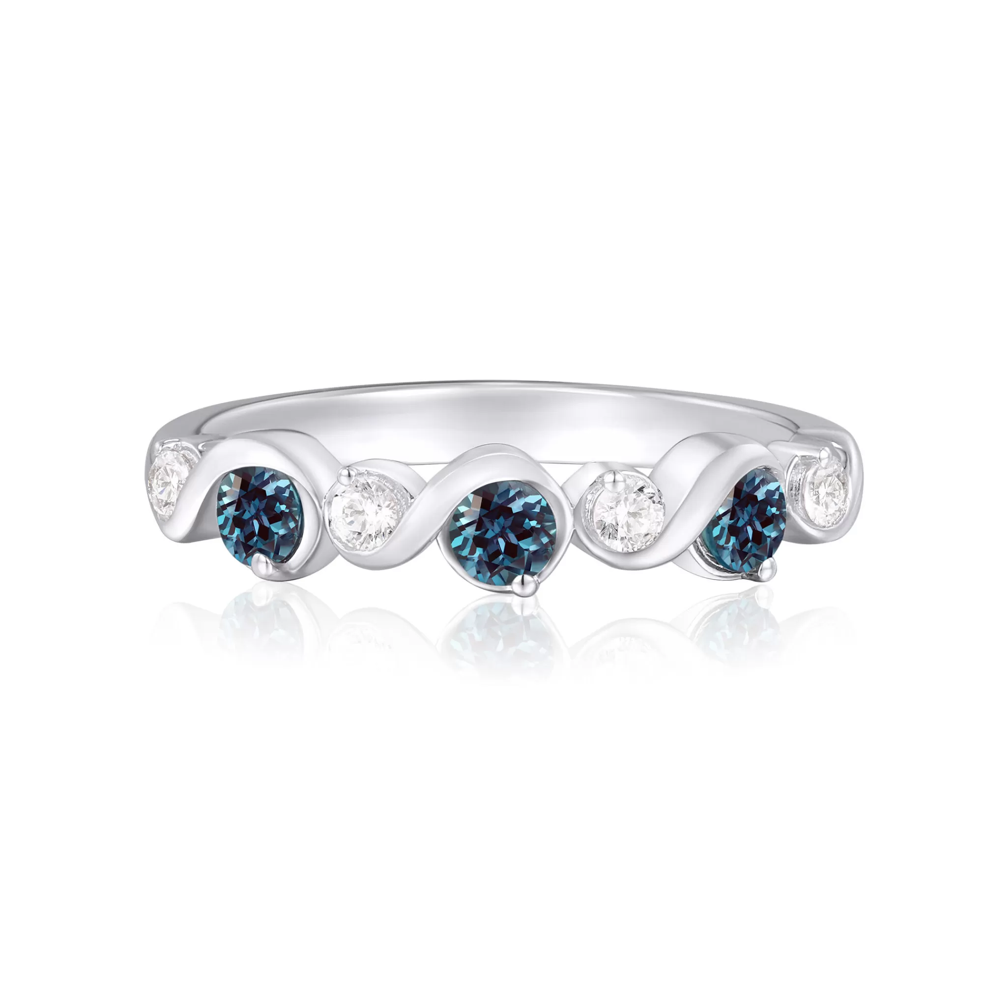 Rings^Layering & Stacking Lab Created Alexandrite & White Sapphire Band In Sterling Silver