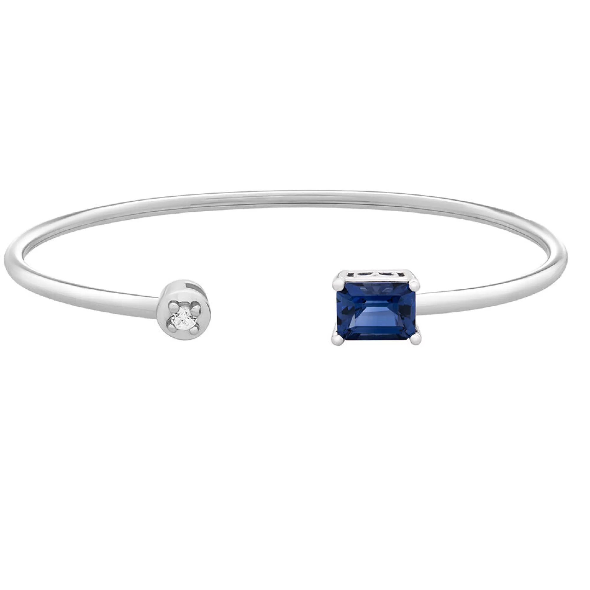 Bracelets^Layering & Stacking Lab Created Blue & White Sapphire Bangle Bracelet In Sterling Silver