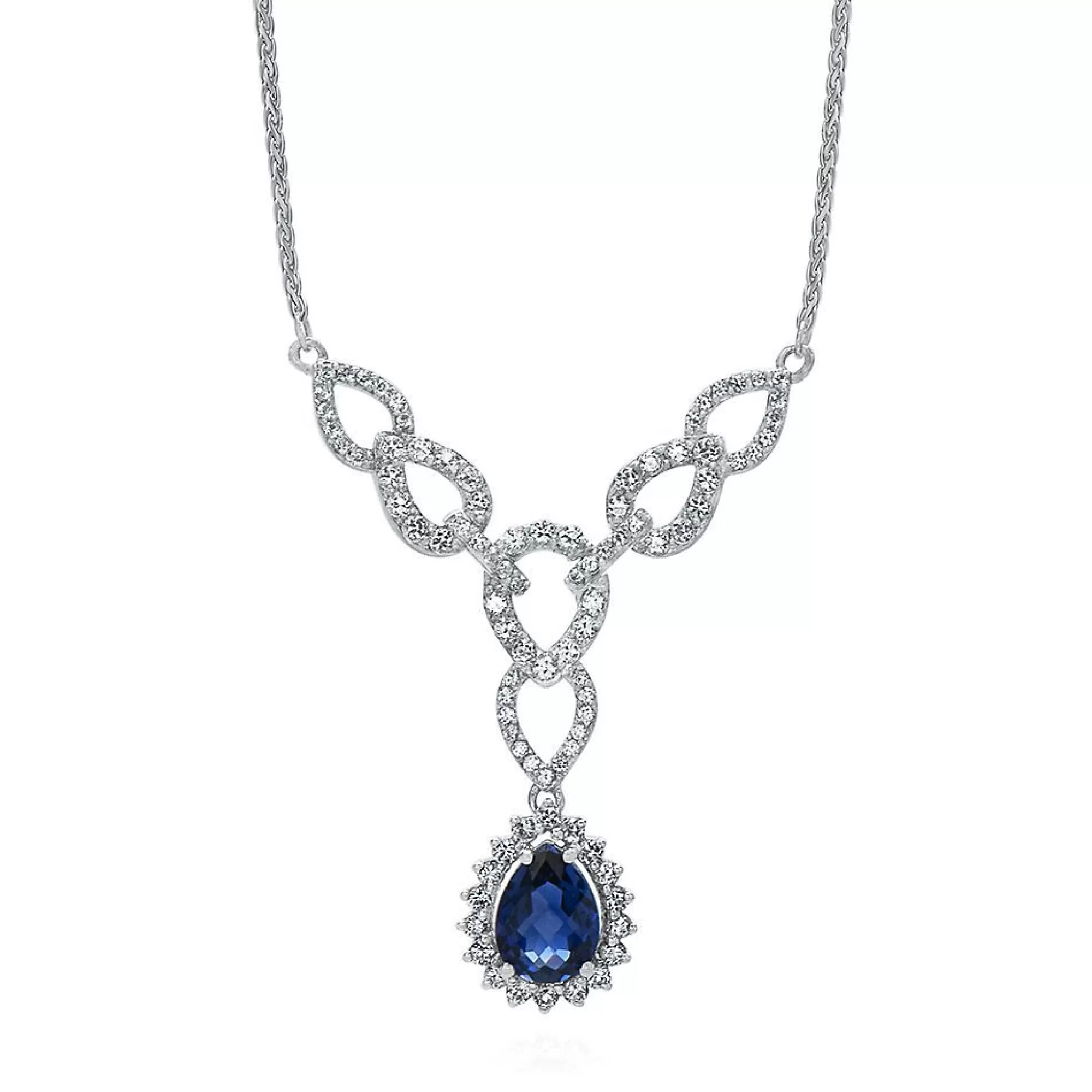 Necklaces & Pendants^* Lab Created Blue & White Sapphire Y-Necklace In Sterling Silver