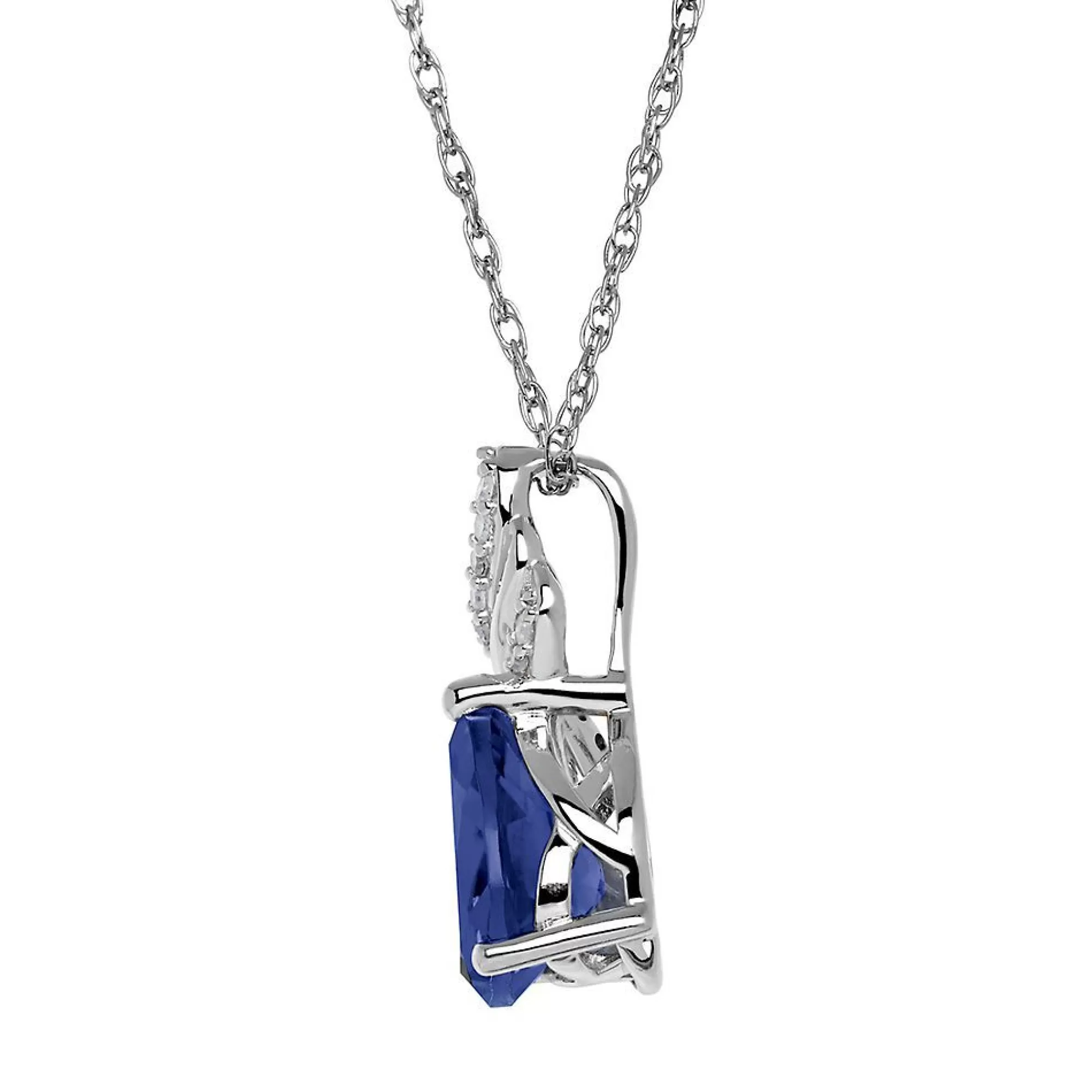 Necklaces & Pendants^* Lab Created Blue Sapphire & Diamond Pendant In Sterling Silver